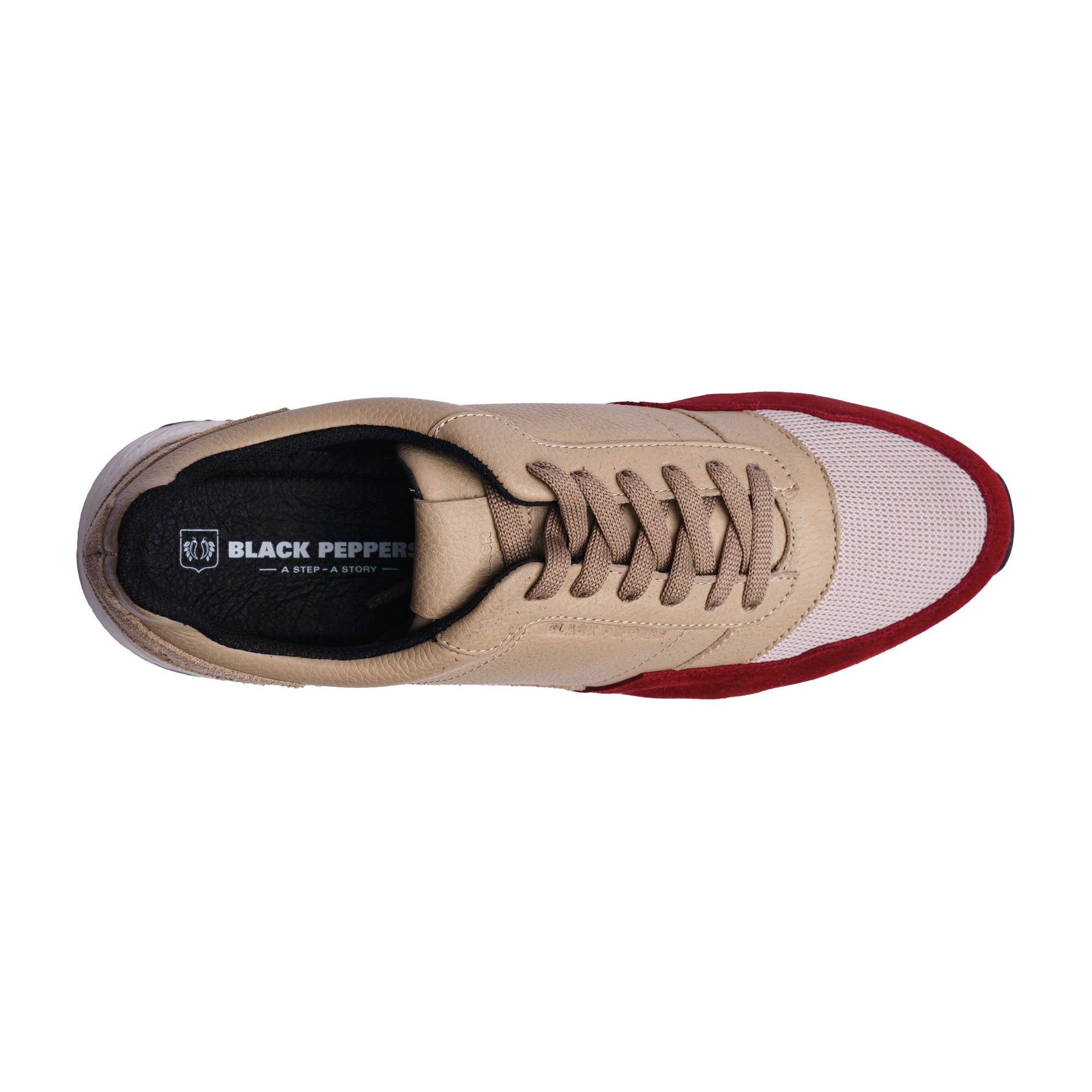BLACK PEPPERS Trainer Leather Sneaker VERONA Red/Beige