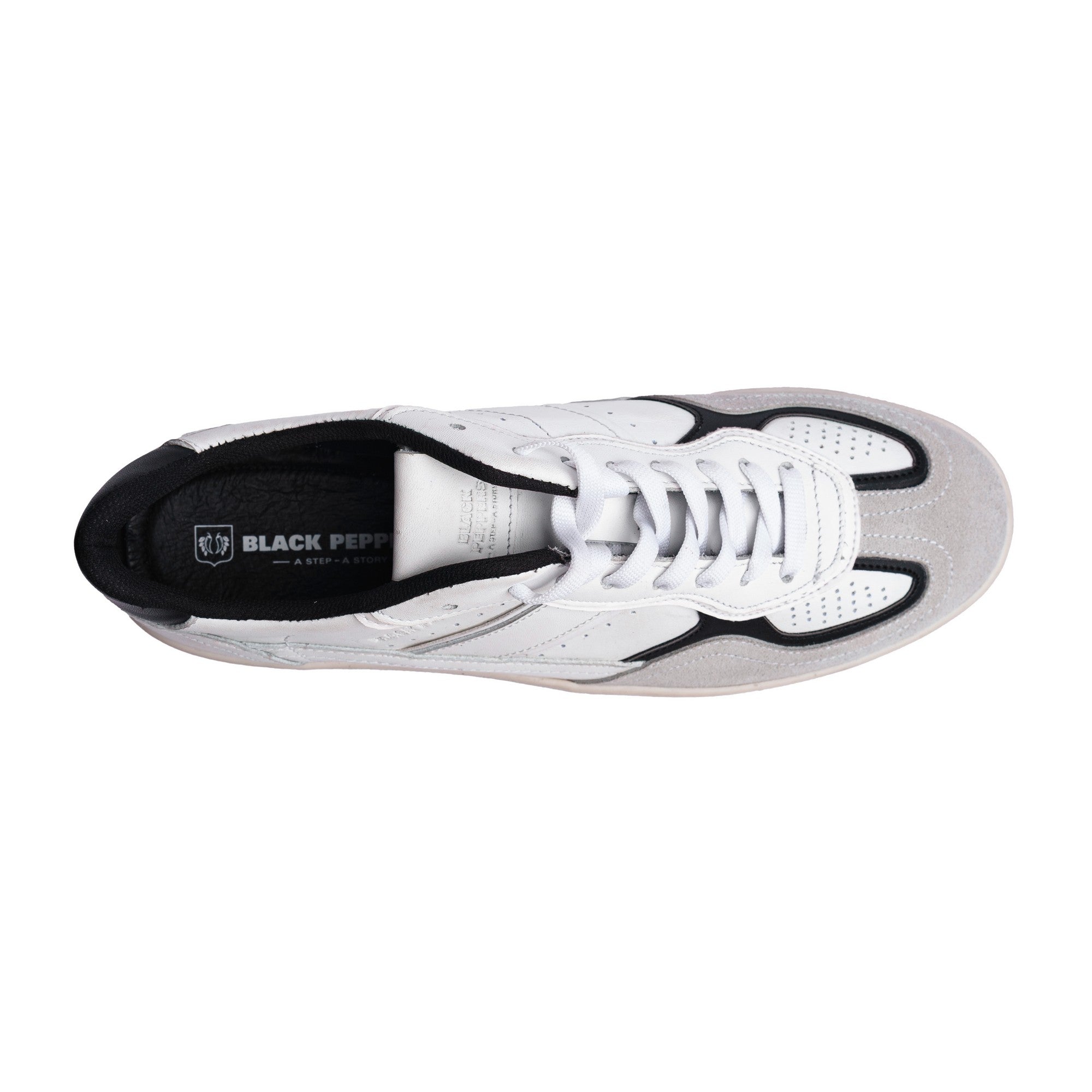 BLACK PEPPERS Lowtop Leather Sneaker PARMA White/Blue (Dama)