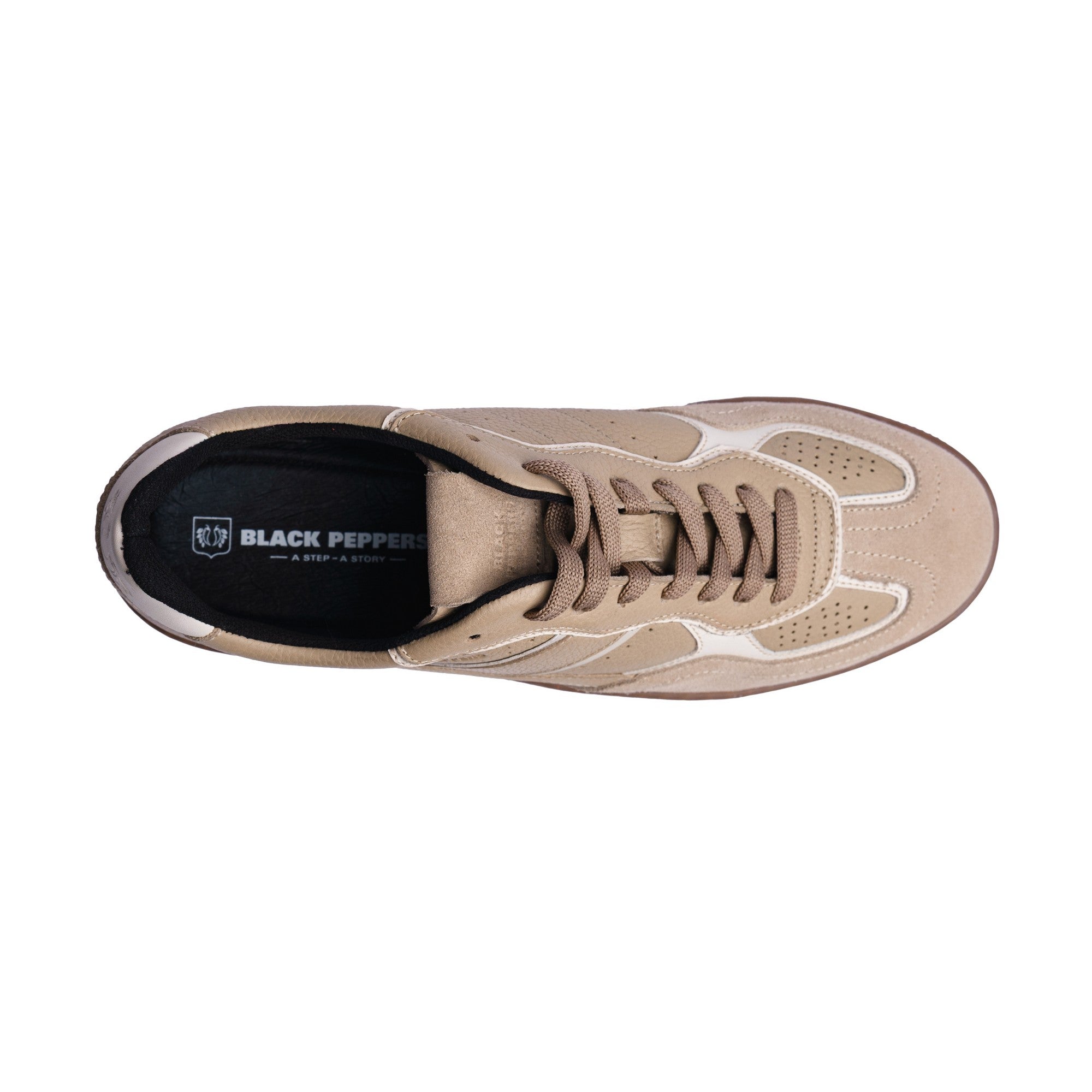BLACK PEPPERS Lowtop Leather Sneaker PARMA Beige/Brown Sole