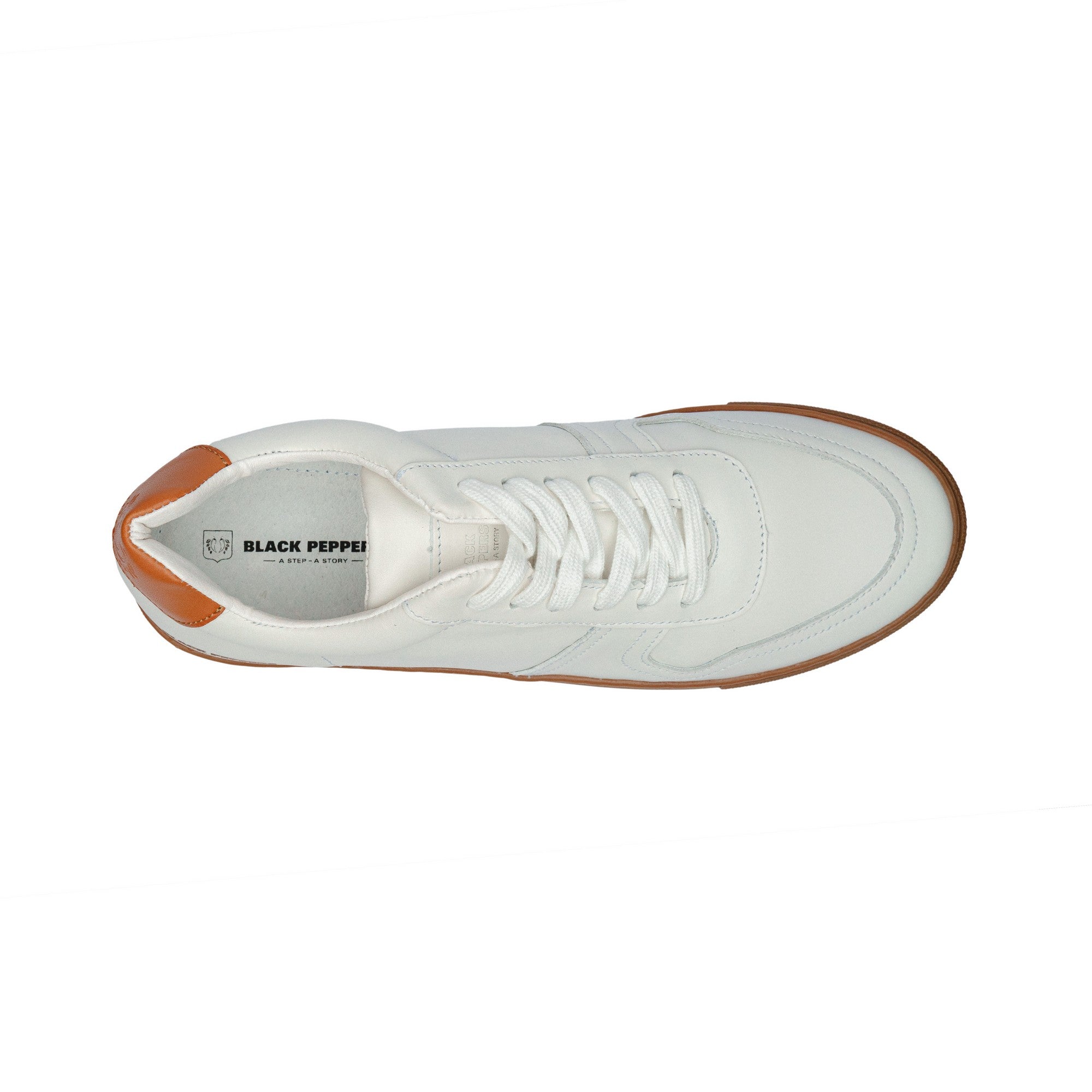 BLACK PEPPERS Lowtop Leather Sneaker TURIN White/ Rubber Sole