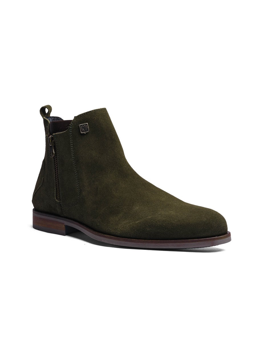 Olive Green Suede Leather ROCKSTAR CHELSEA