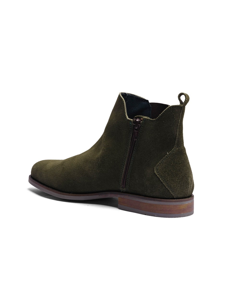 Olive Green Suede Leather ROCKSTAR CHELSEA