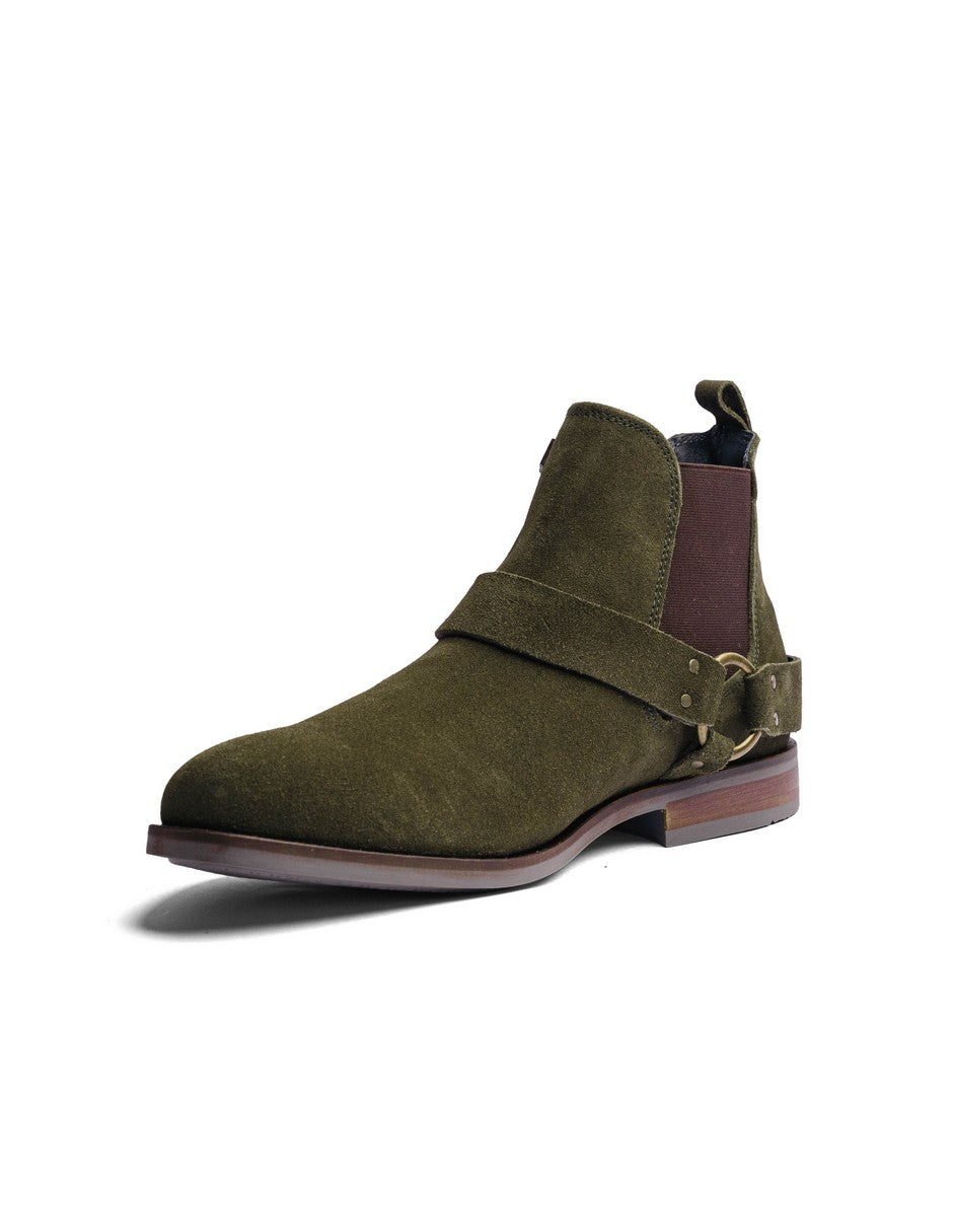 Olive Green Suede Leather LACE CHELSEA