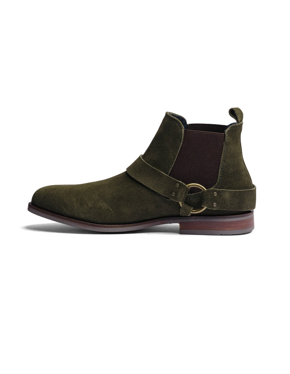 Olive Green Suede Leather LACE CHELSEA