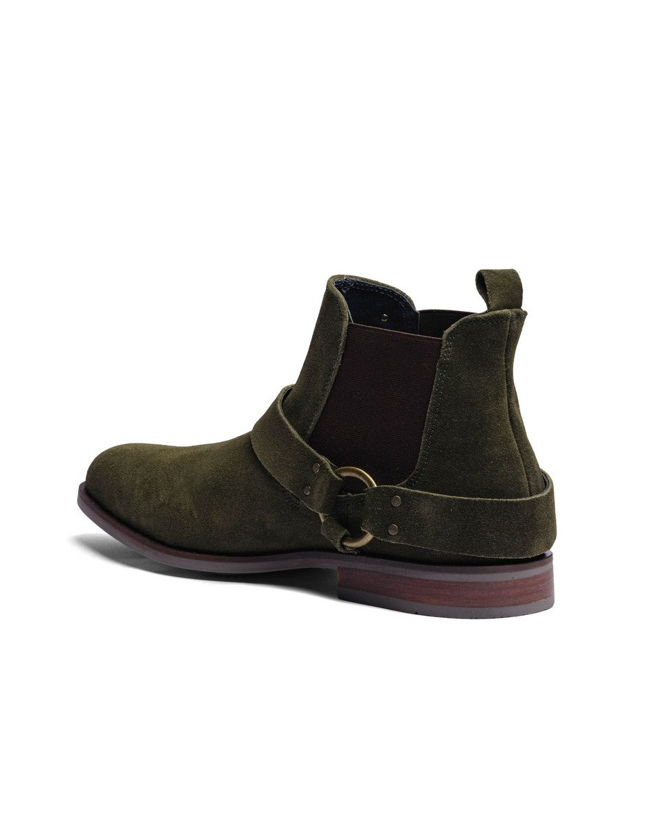 Olive Green Suede Leather LACE CHELSEA