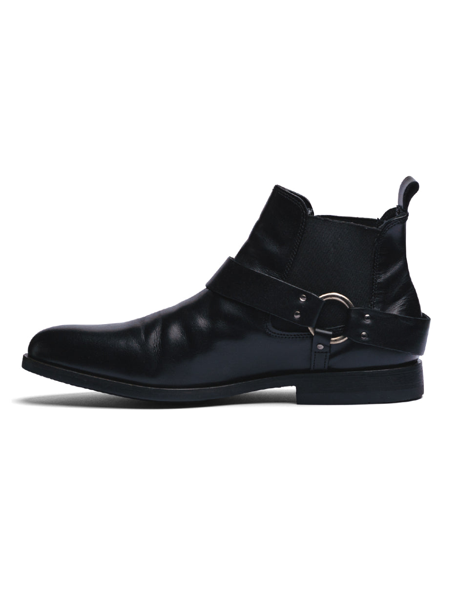 Black Leather LACE CHELSEA