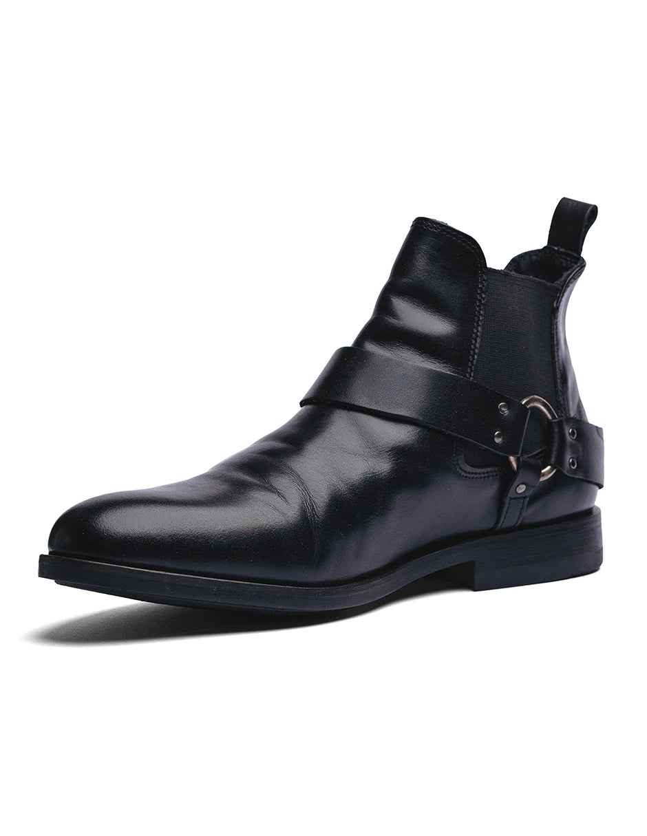 Black Leather LACE CHELSEA