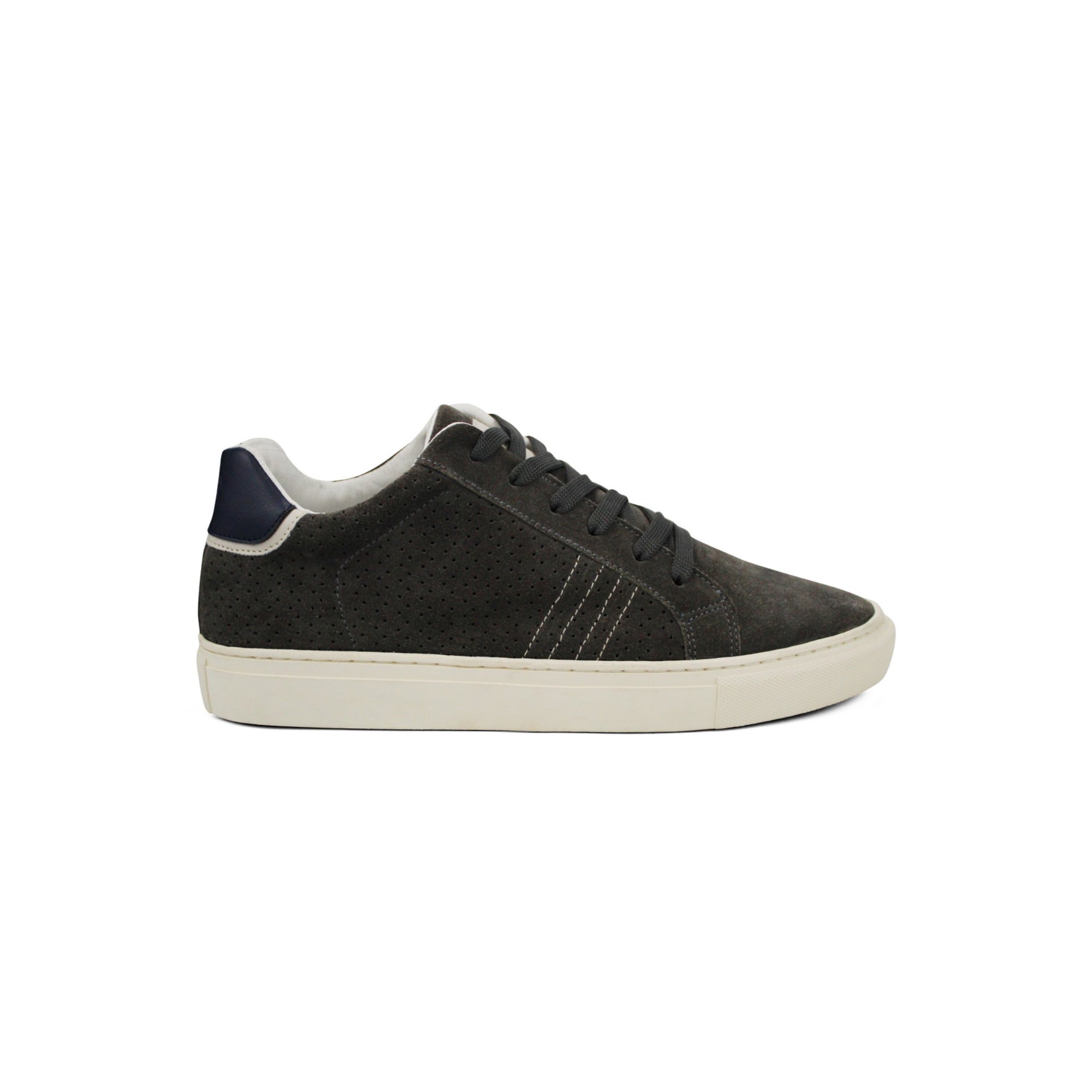 Tenis de Piel Black Peppers Lowtop Leather Sneaker VB Perforated Gray Suede