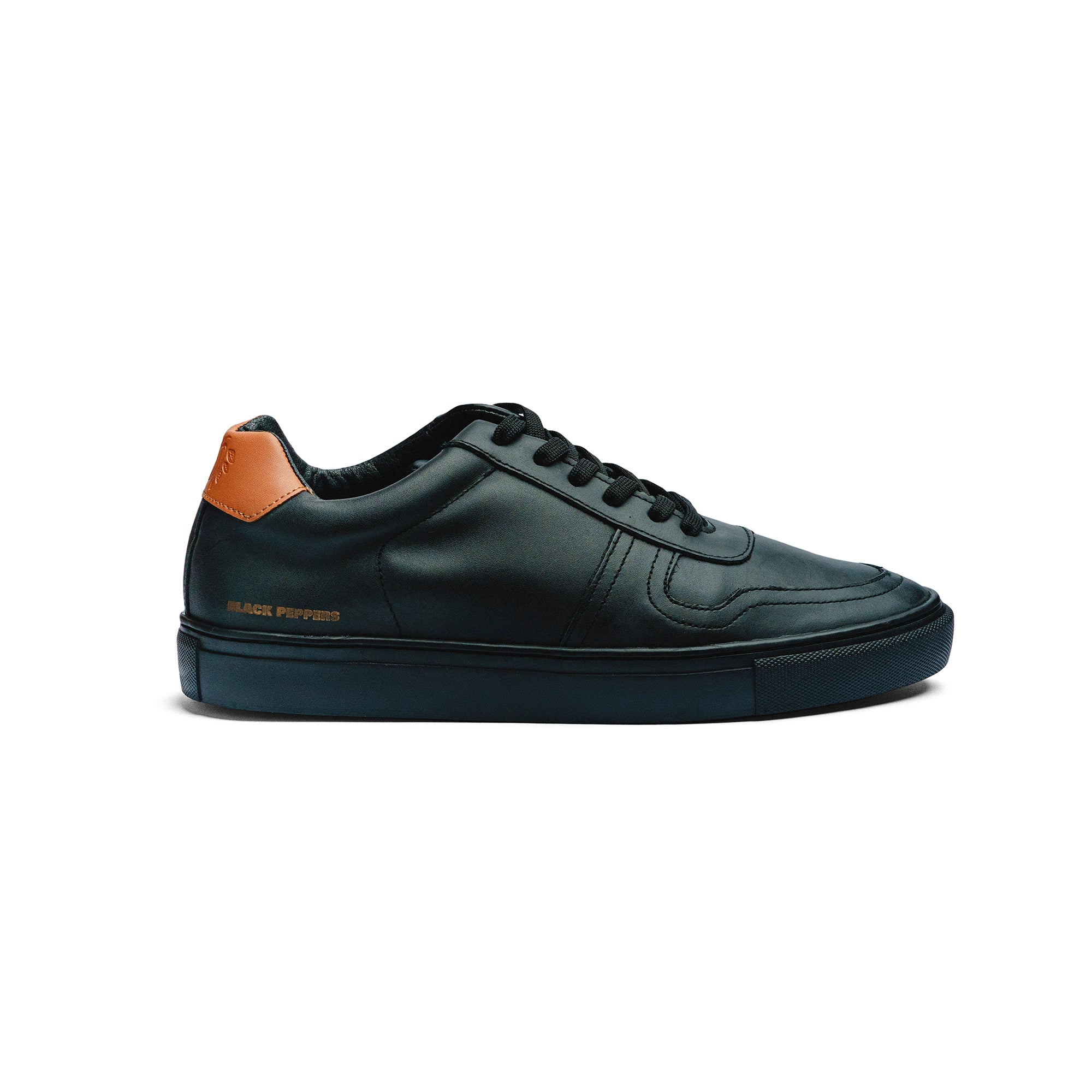 Tenis de Piel Black Peppers Lowtop Leather Sneaker PR Black/Orange