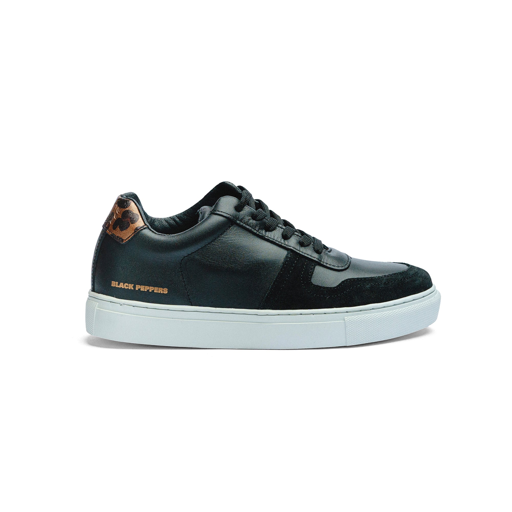 Tenis de Piel Black Peppers Lowtop Leather Sneaker PR Black/Cheetah