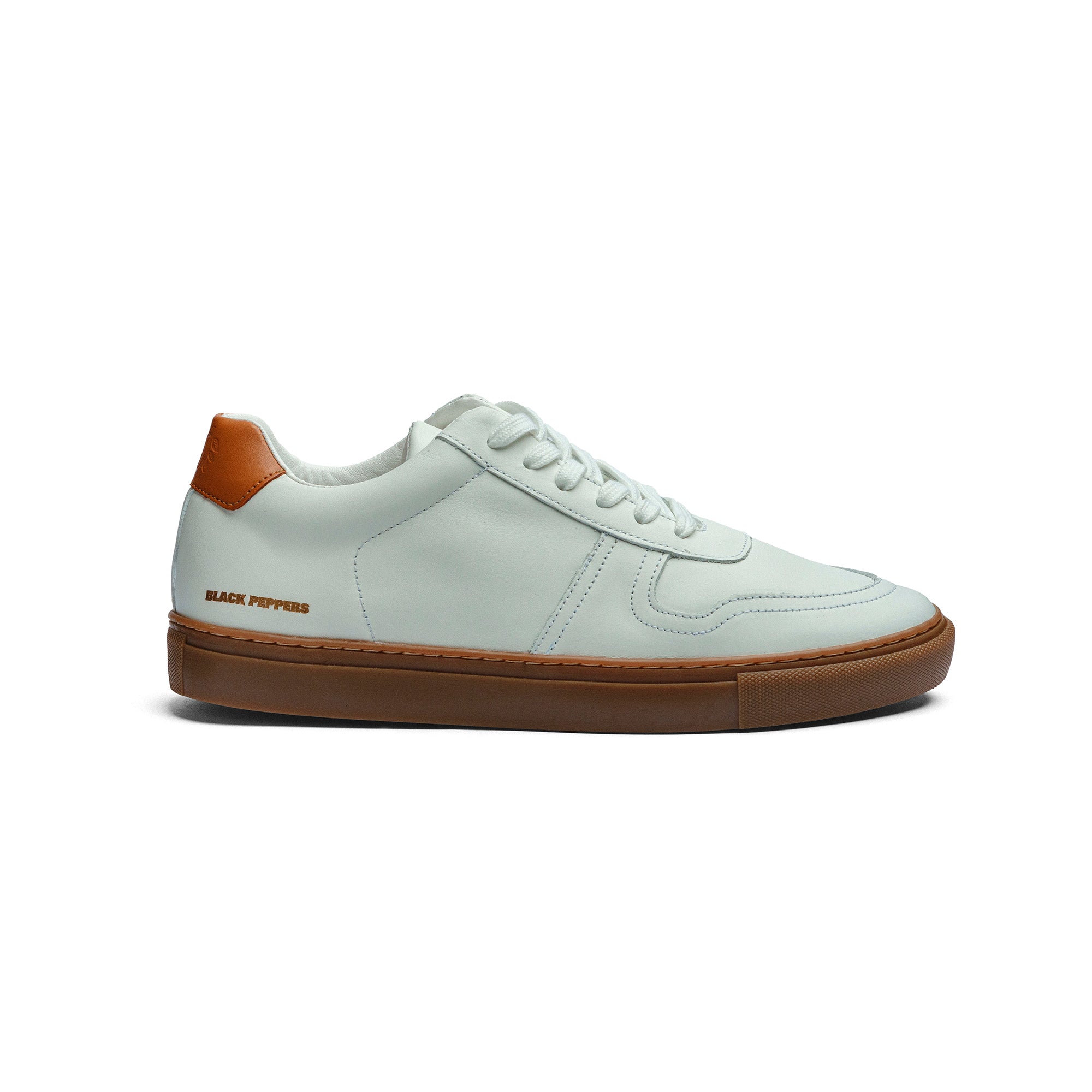 Tenis de Piel Black Peppers Lowtop Leather Sneaker PR White/ Brown Sole