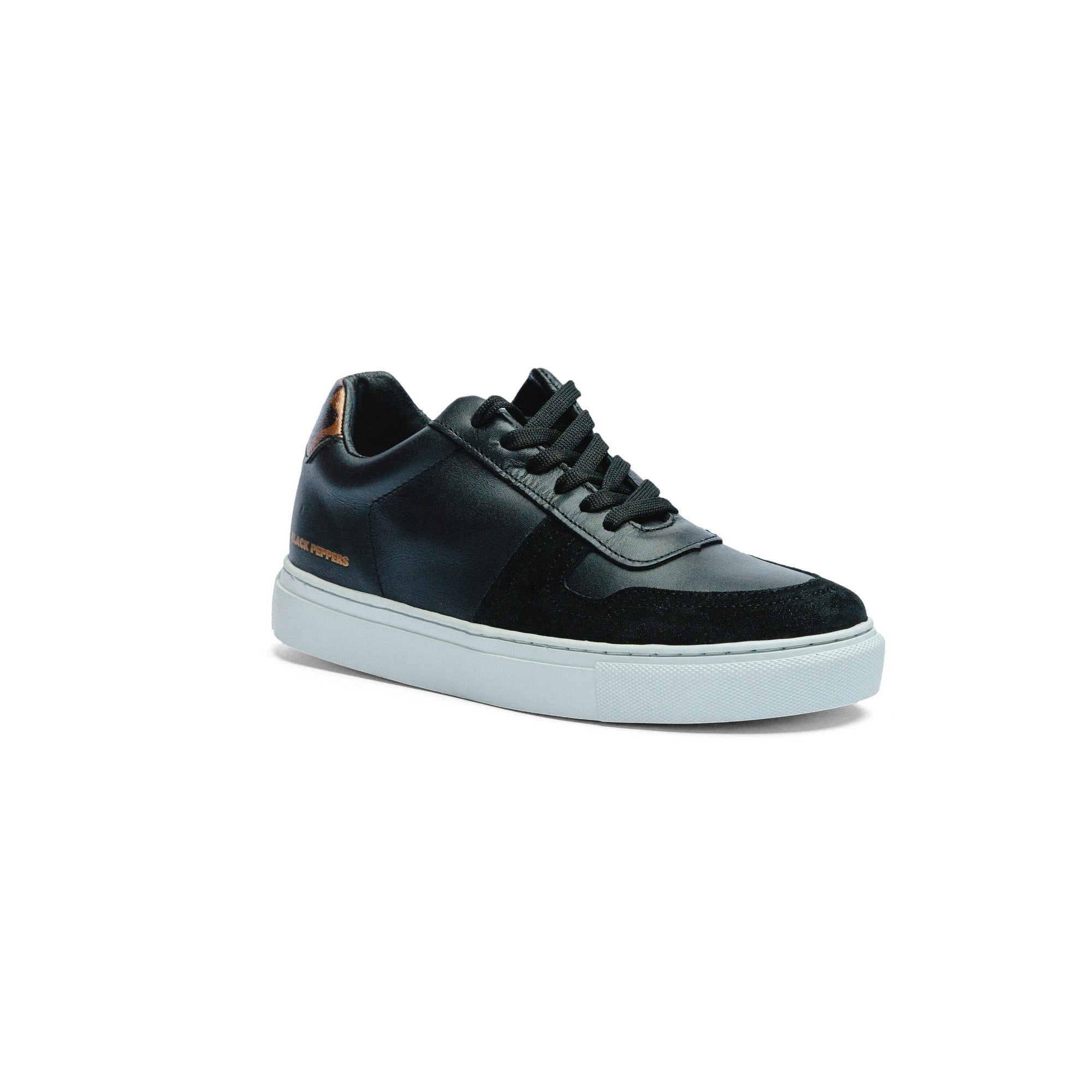 Tenis de Piel Black Peppers Lowtop Leather Sneaker PR Black/Cheetah