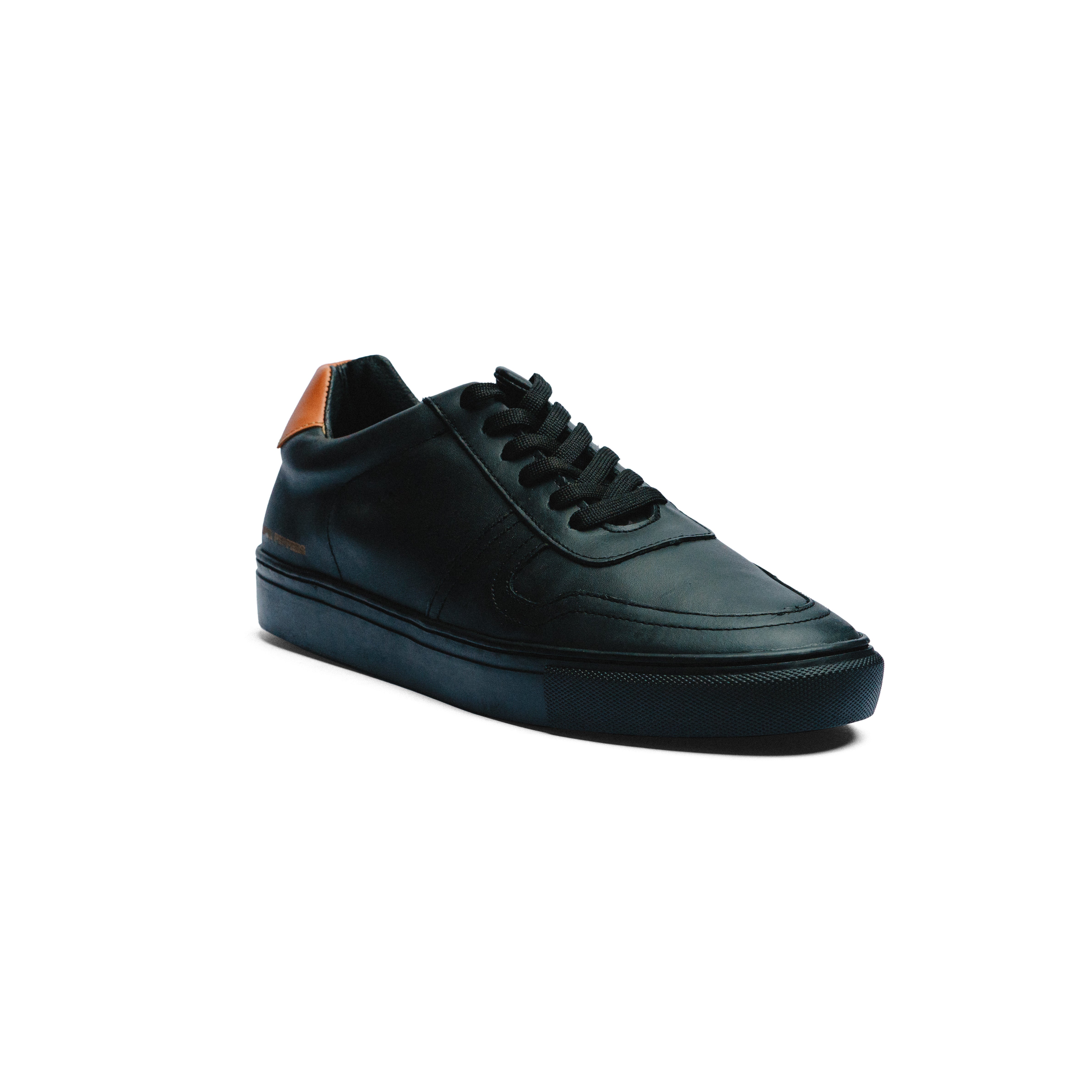 Tenis de Piel Black Peppers Lowtop Leather Sneaker PR Black/Orange