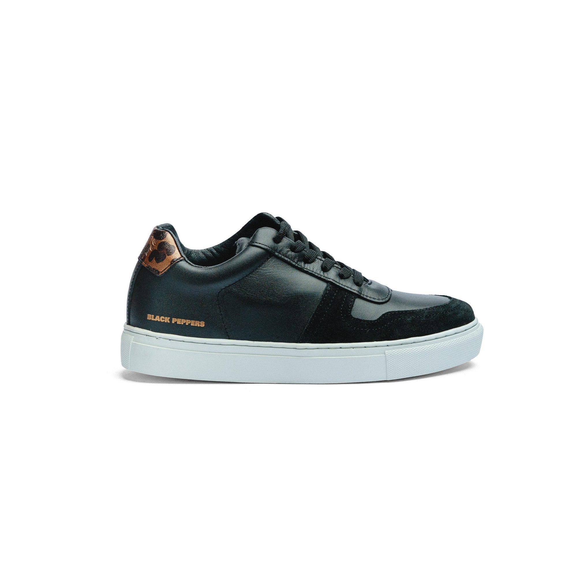 Tenis de Piel Black Peppers Lowtop Leather Sneaker PR Black/Cheetah