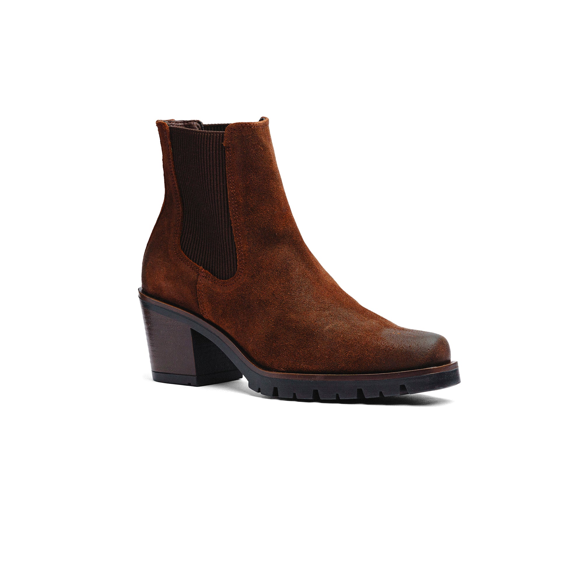 Botas Black Peppers Camel Suede Rockstar Chelsea para Mujer