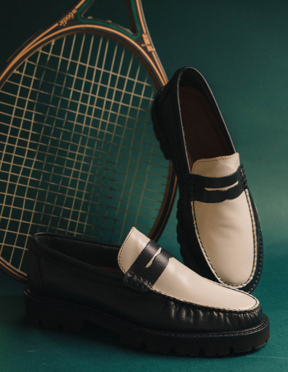 Leather Loafers Black/White
