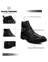 Botas Black Peppers Black Leather Rockstar booties