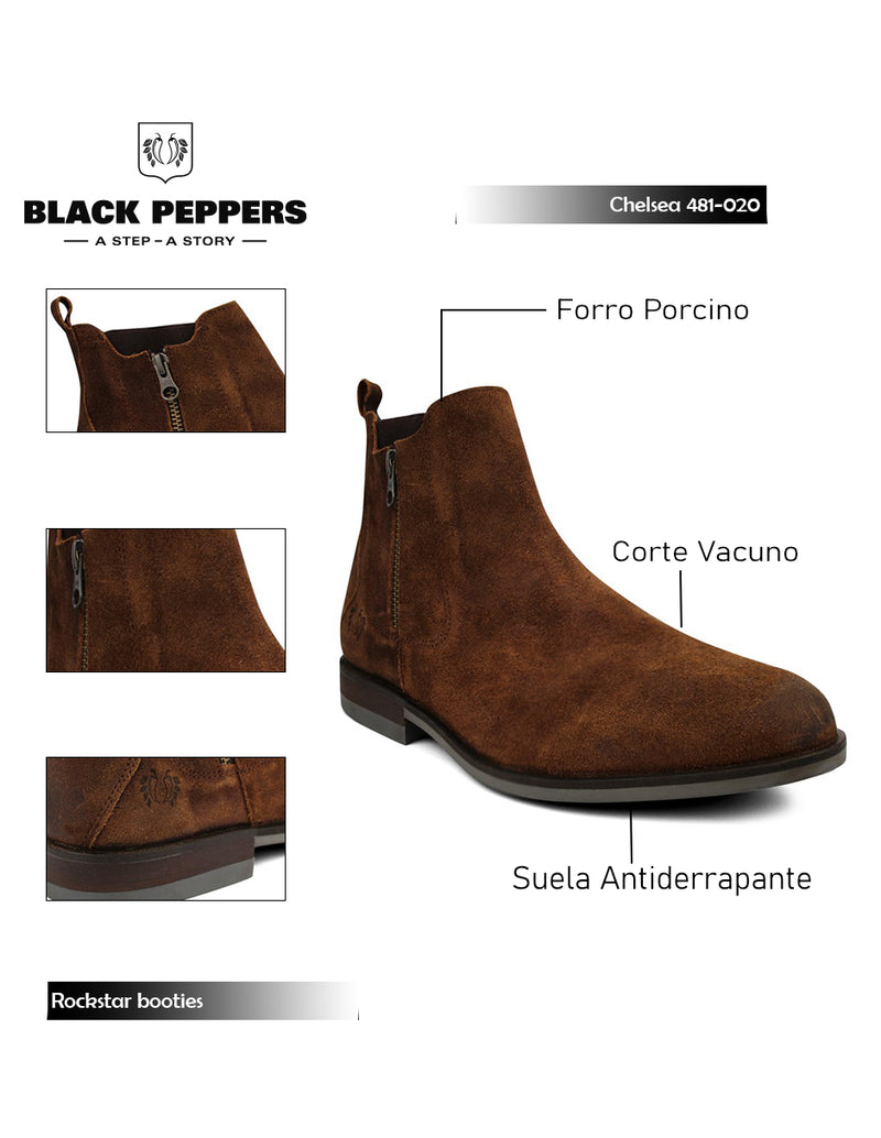 Botas Black Peppers Camel Leather Chelsea