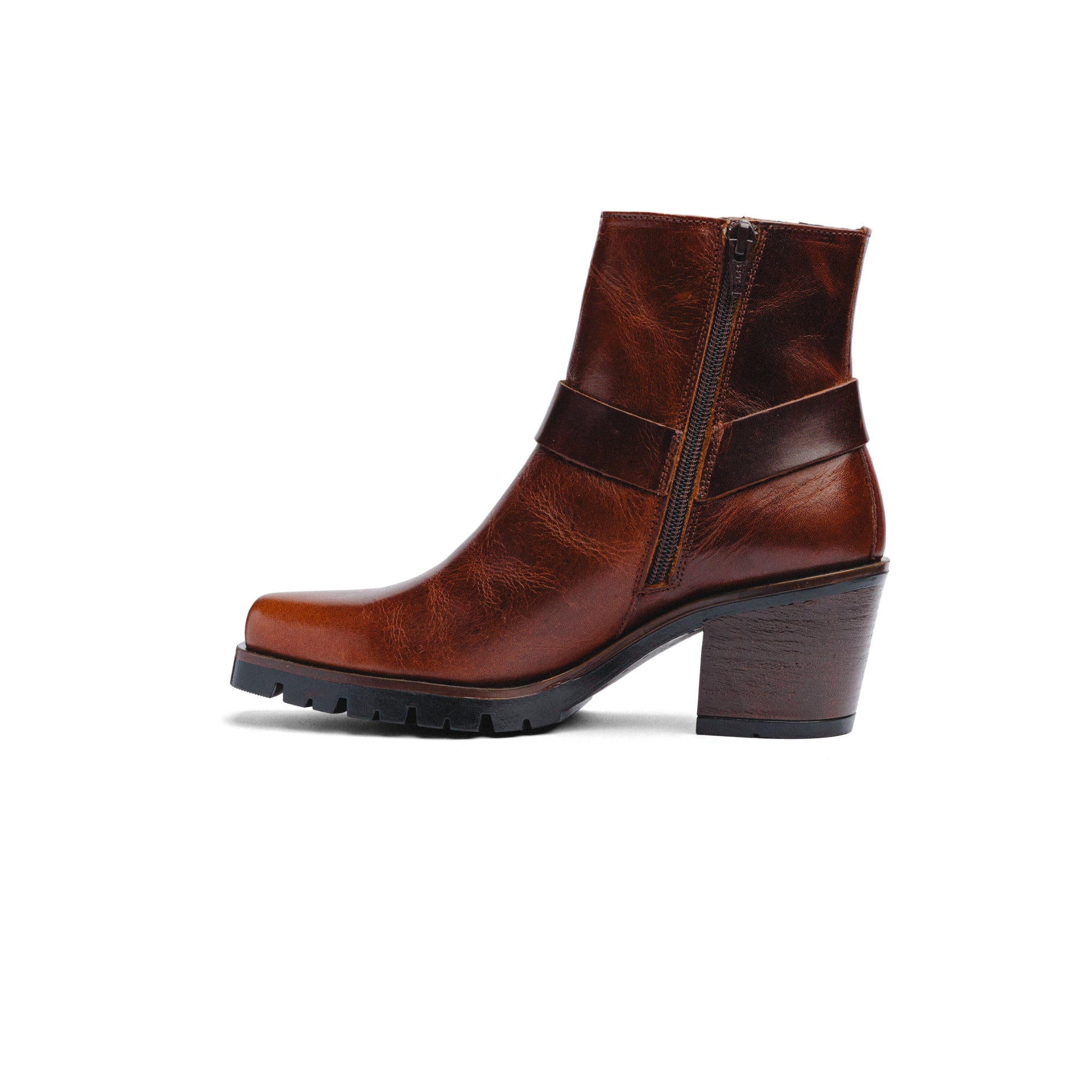 Botas Black Peppers Camel Leather Biker Lace (Mujer)