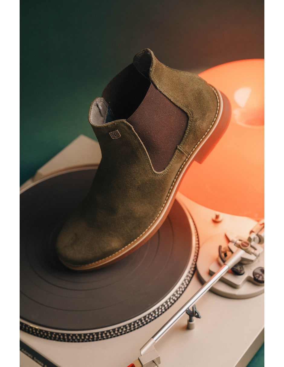 Olive Green Suede Leather Classic Chelsea