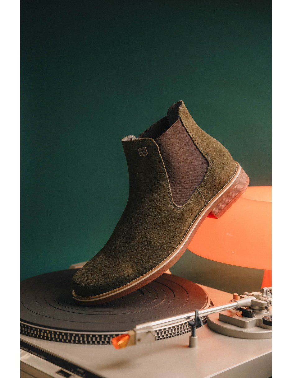 Olive Green Suede Leather Classic Chelsea