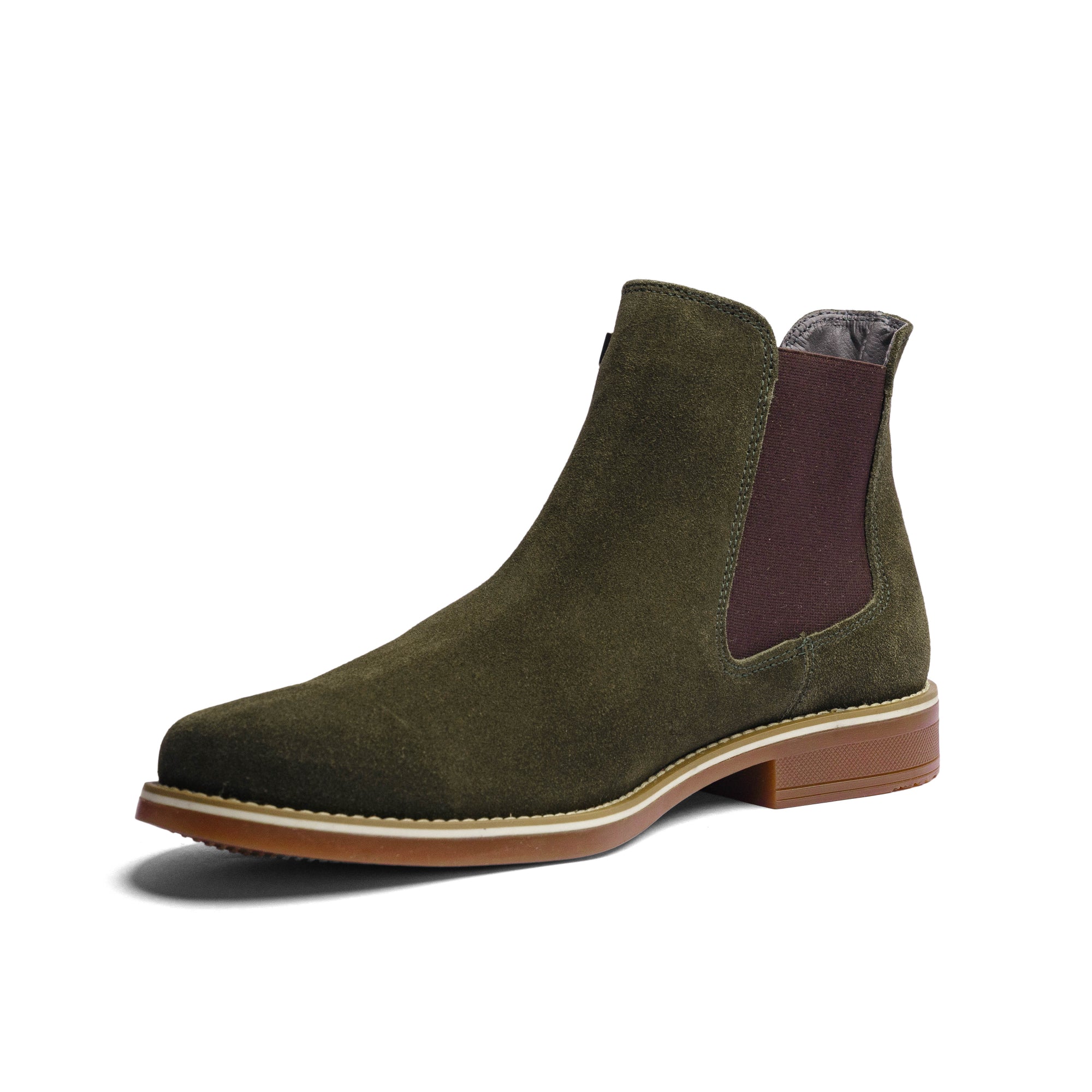 BLACK PEPPERS Olive Green Suede Leather Classic Chelsea