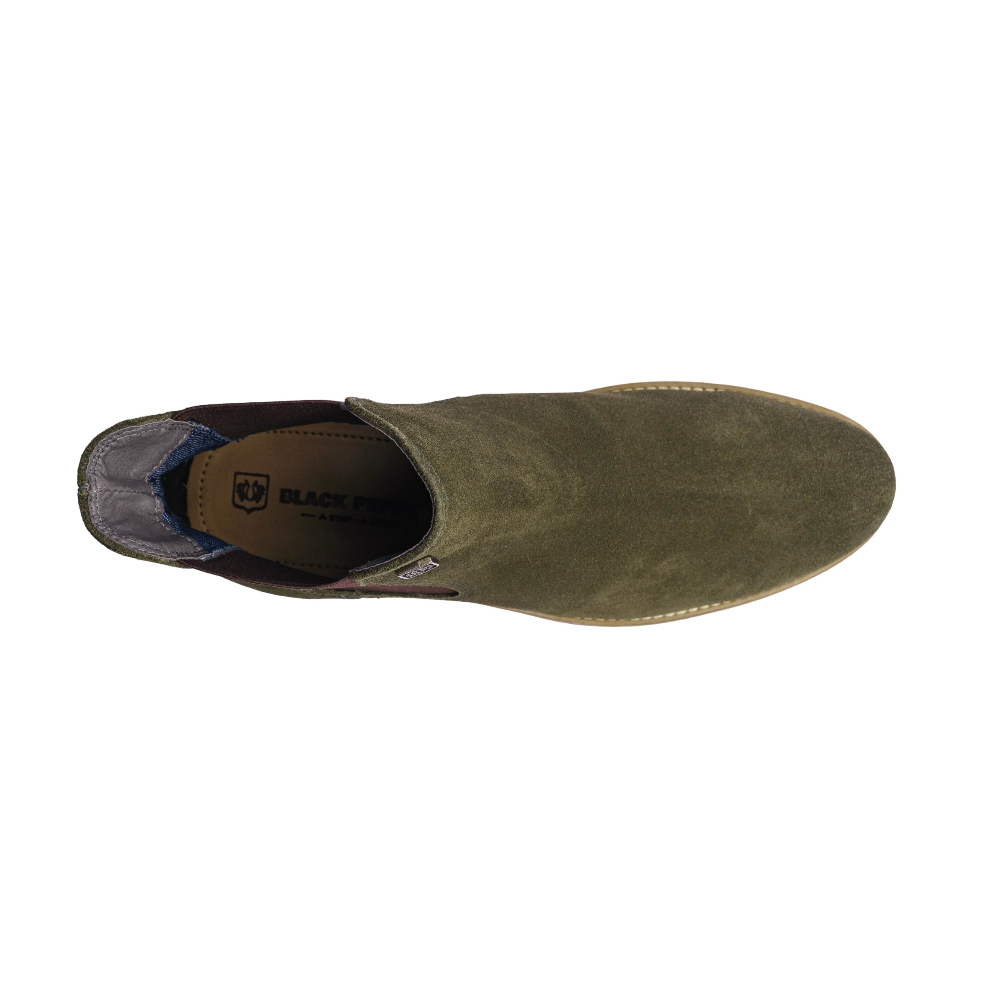 BLACK PEPPERS Olive Green Suede Leather Classic Chelsea