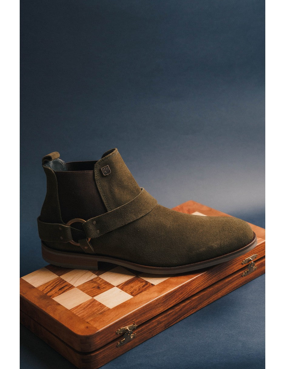 Olive Green Suede Leather LACE CHELSEA