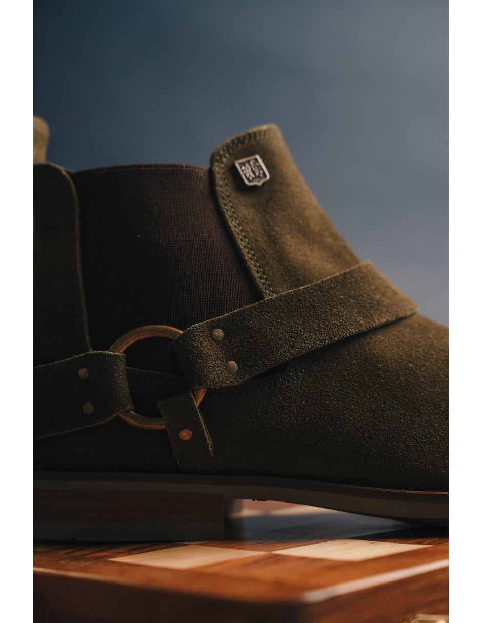 Olive Green Suede Leather LACE CHELSEA
