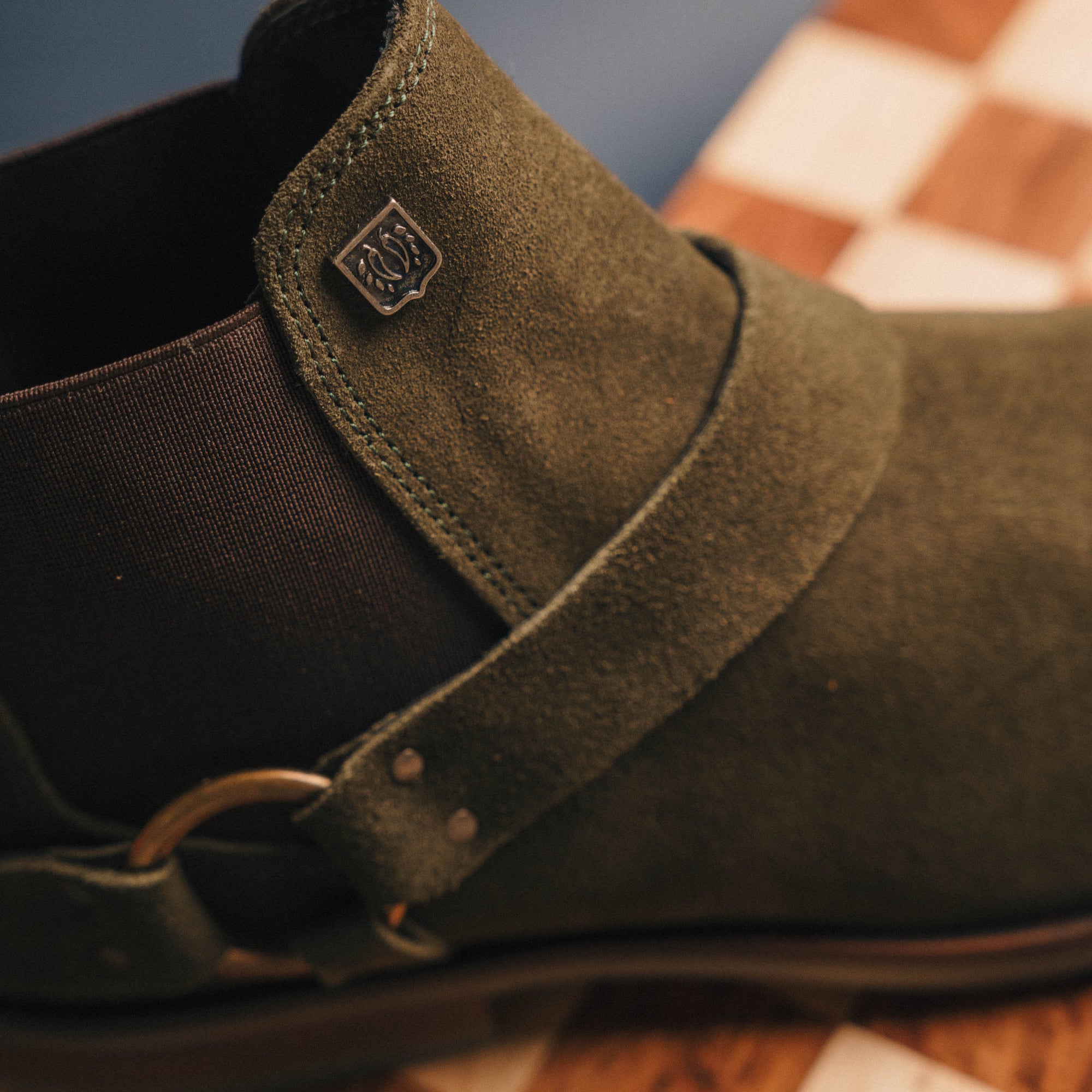 BLACK PEPPERS Olive Green Suede Leather LACE CHELSEA