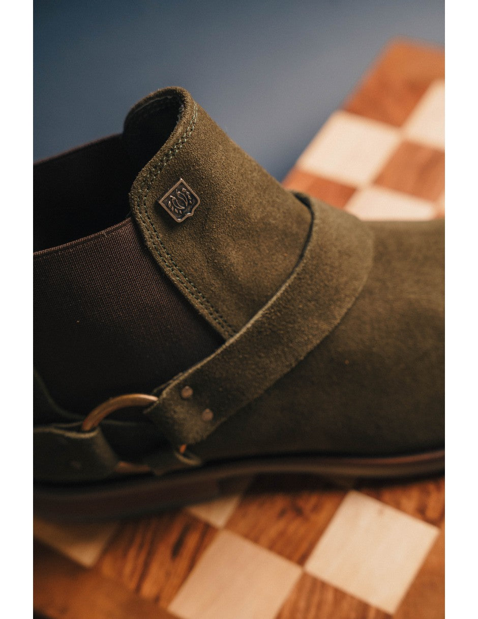 Olive Green Suede Leather LACE CHELSEA
