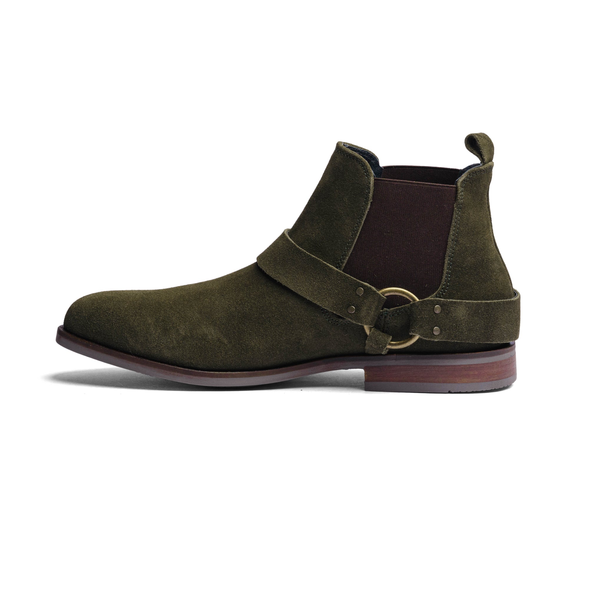 Olive Green Suede Leather LACE CHELSEA