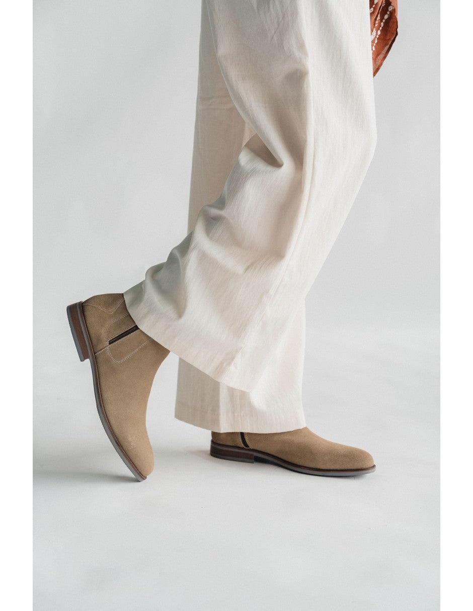 Cream Suede Leather ROCKSTAR CHELSEA