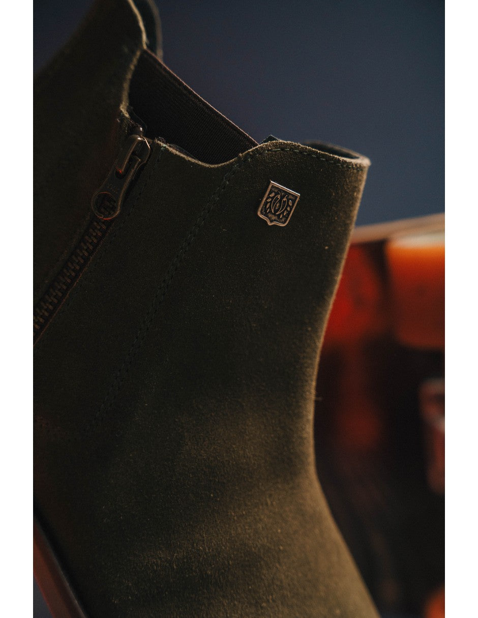 Olive Green Suede Leather ROCKSTAR CHELSEA