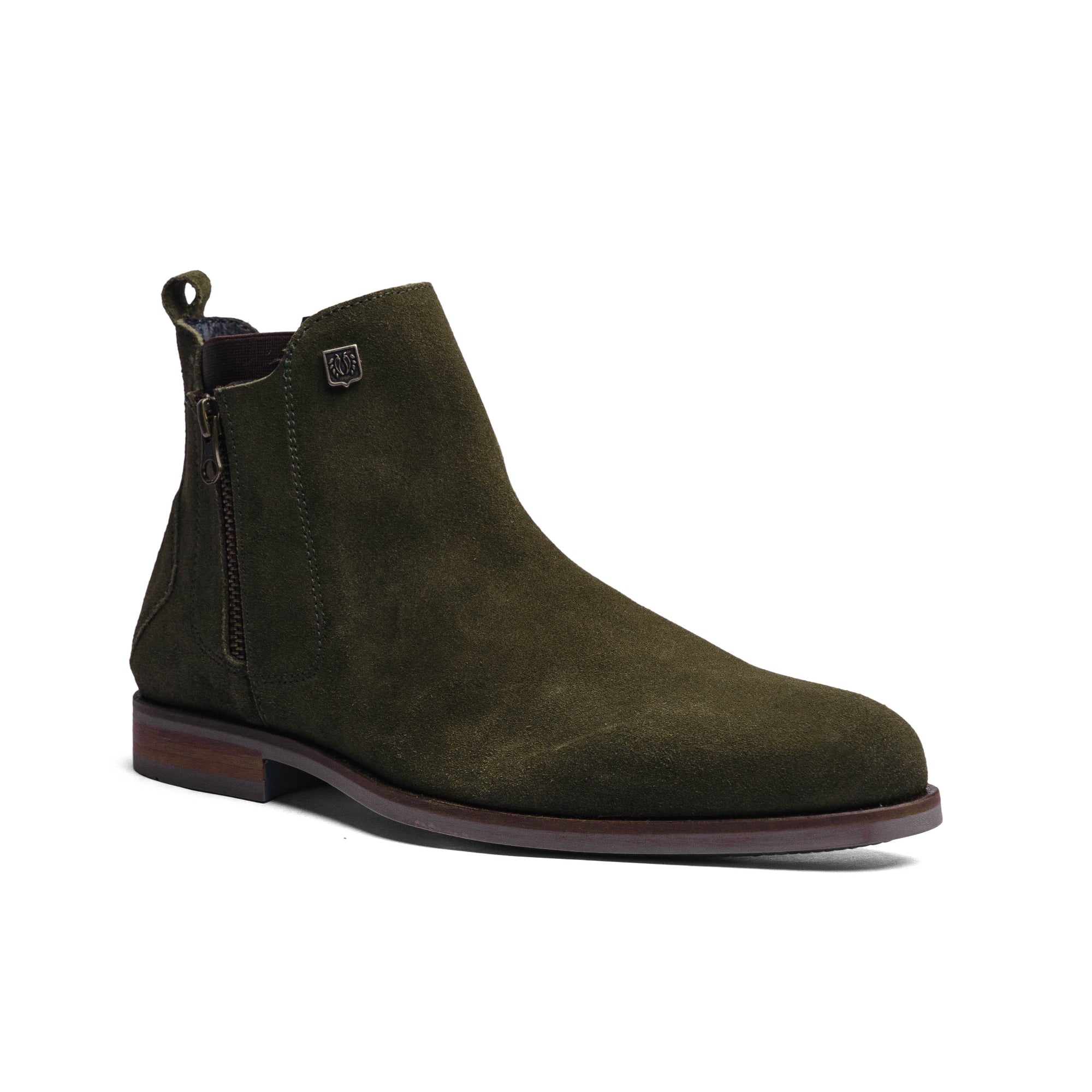 BLACK PEPPERS Olive Green Suede Leather ROCKSTAR CHELSEA