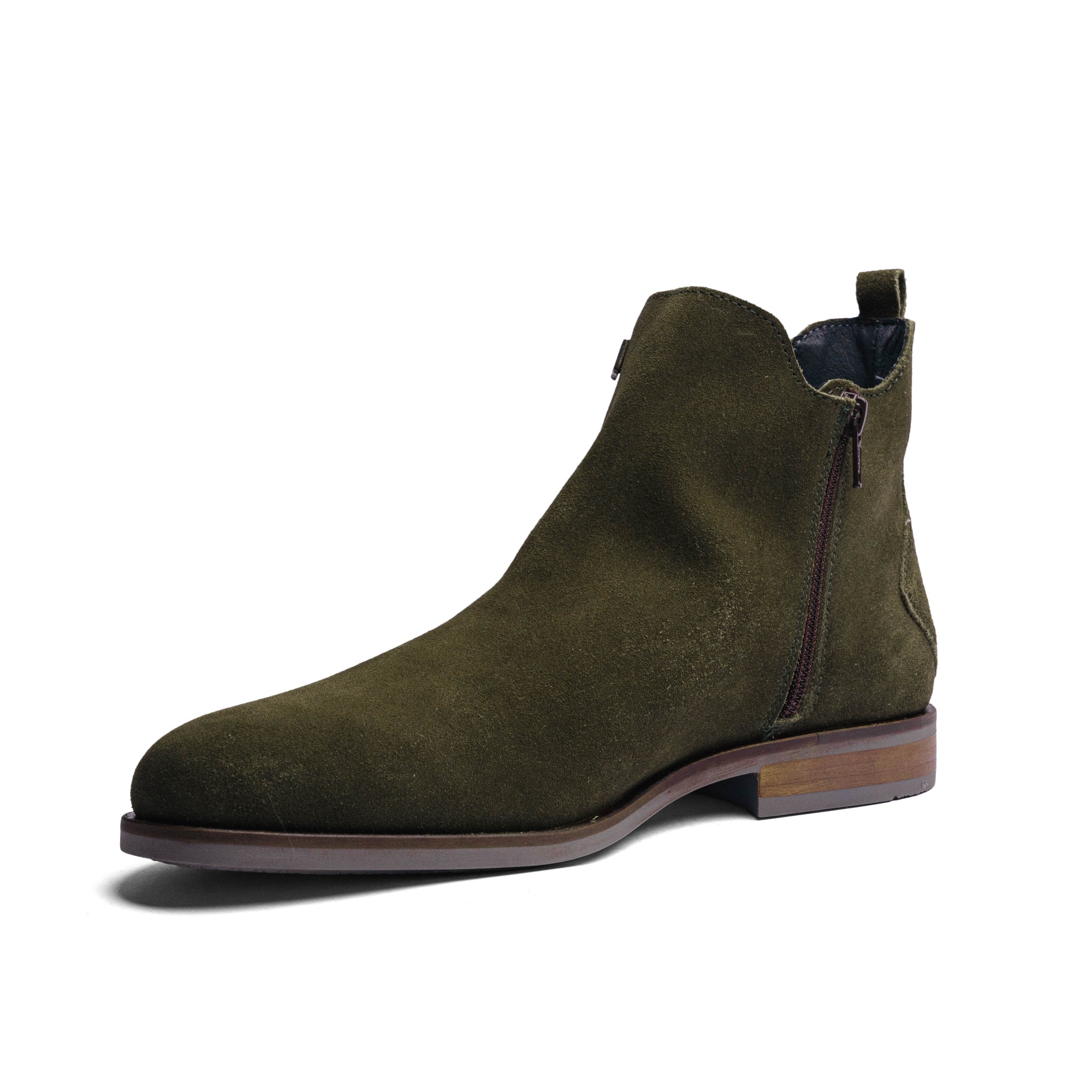 BLACK PEPPERS Olive Green Suede Leather ROCKSTAR CHELSEA