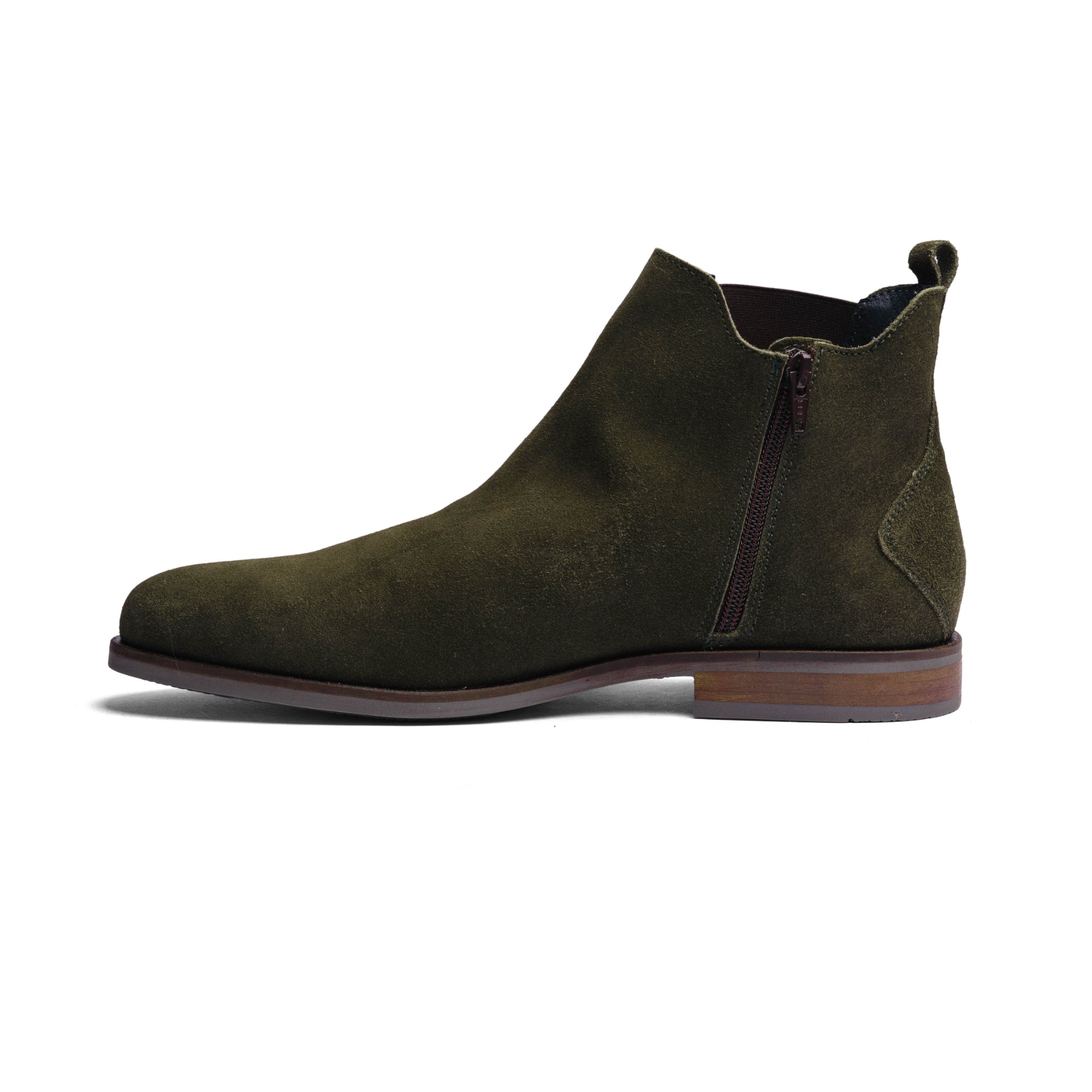 BLACK PEPPERS Olive Green Suede Leather ROCKSTAR CHELSEA