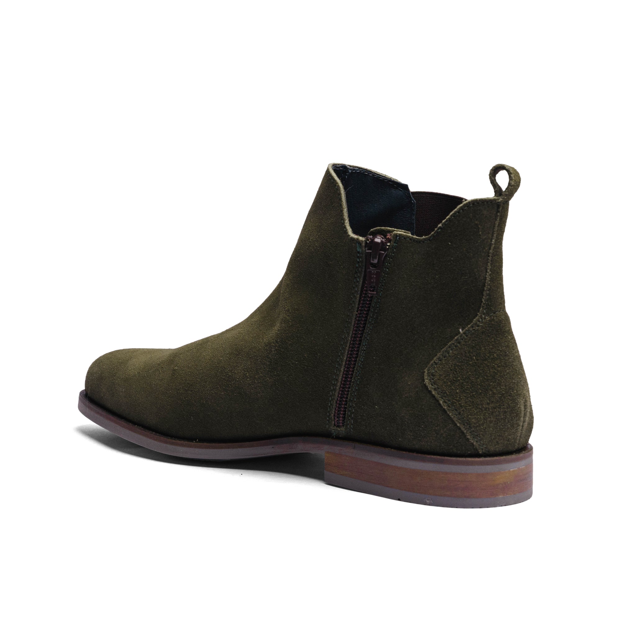 BLACK PEPPERS Olive Green Suede Leather ROCKSTAR CHELSEA