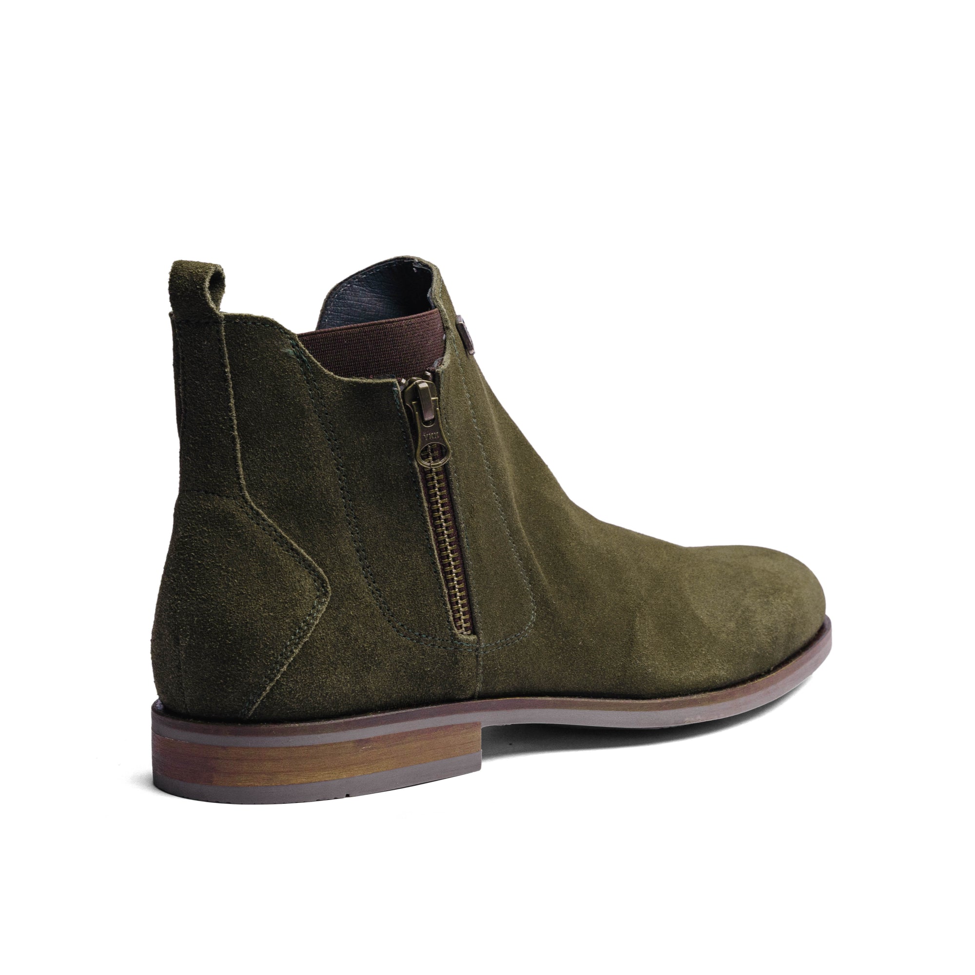 BLACK PEPPERS Olive Green Suede Leather ROCKSTAR CHELSEA