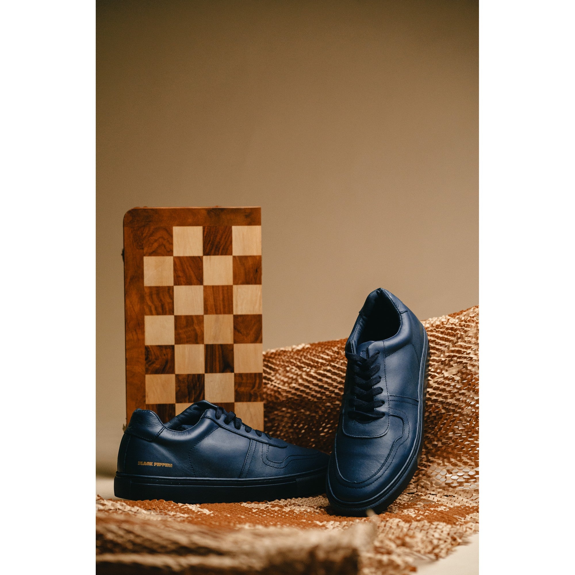 BLACK PEPPERS Lowtop Leather Sneaker TURIN Full Navy Blue