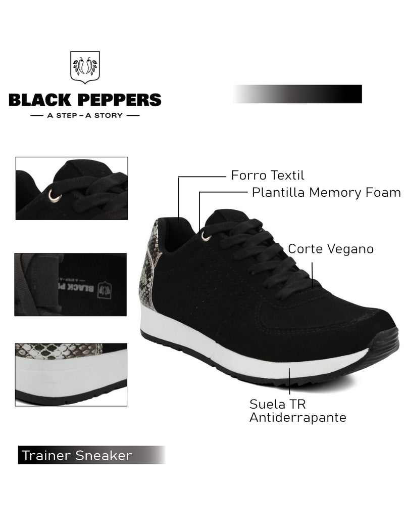 Tenis Black Peppers Trainer Negro/Snake print