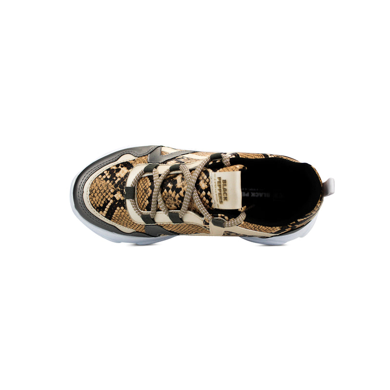 Tenis Black Peppers Snake Silver Chunky
