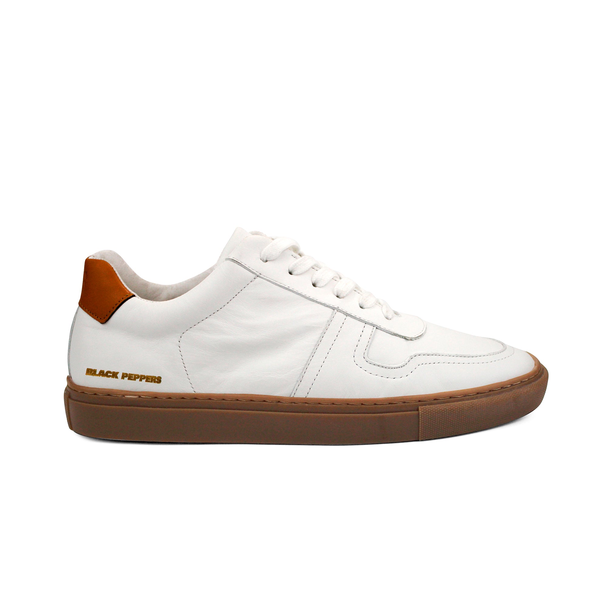 Tenis de Piel Black Peppers Lowtop Leather Sneaker PR White/ Brown Sole