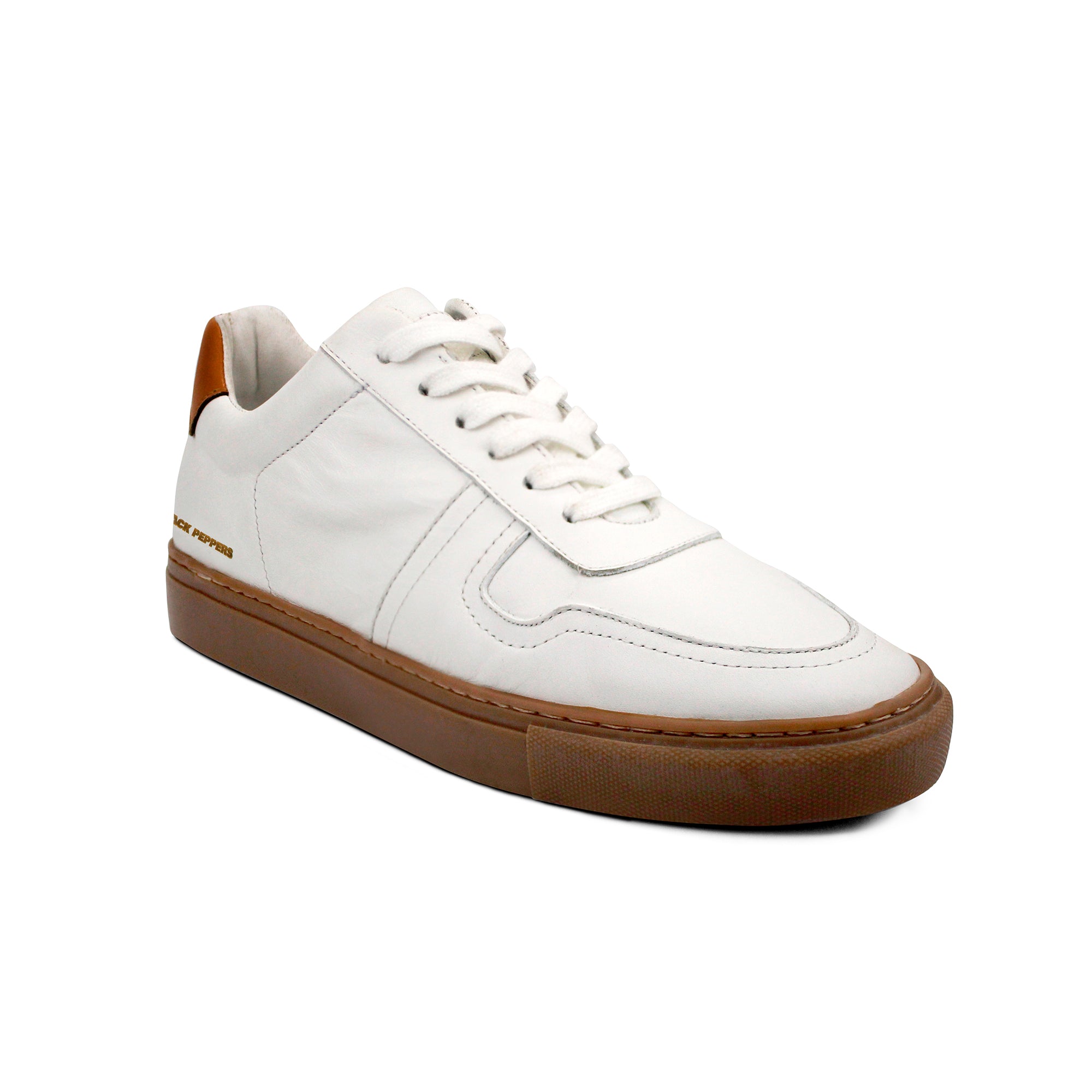 Tenis de Piel Black Peppers Lowtop Leather Sneaker PR White/ Brown Sole