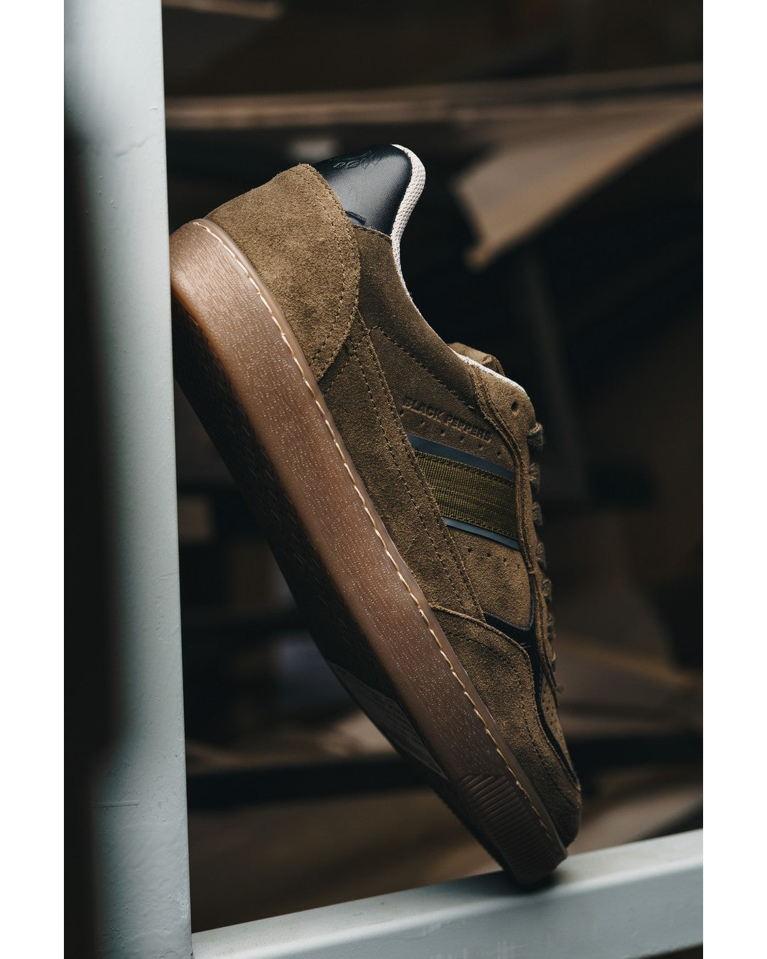 Tenis de Piel Black Peppers Lowtop Leather Sneaker PALERMO Green/Brown Sole
