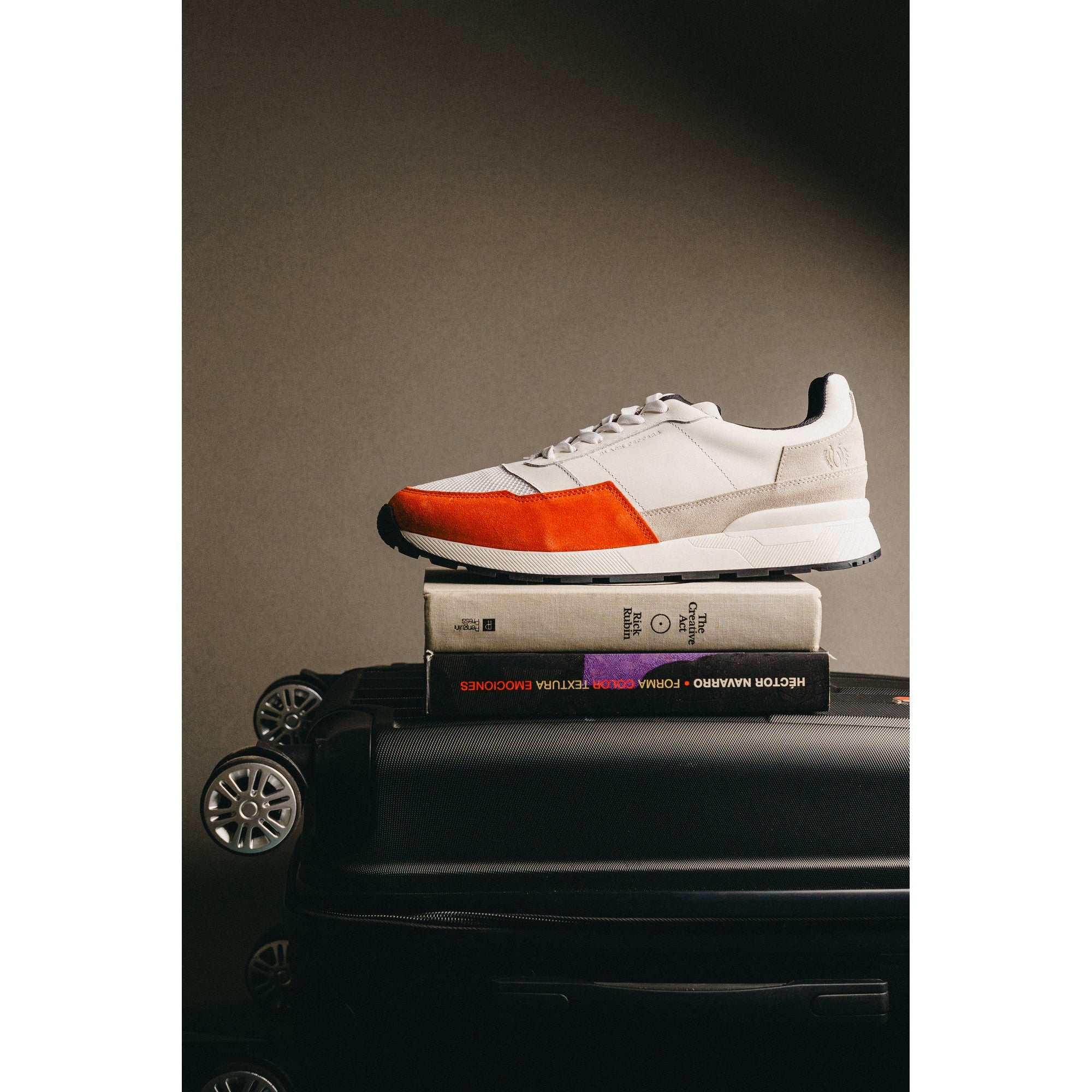 BLACK PEPPERS Trainer Leather Sneaker VERONA White/Orange