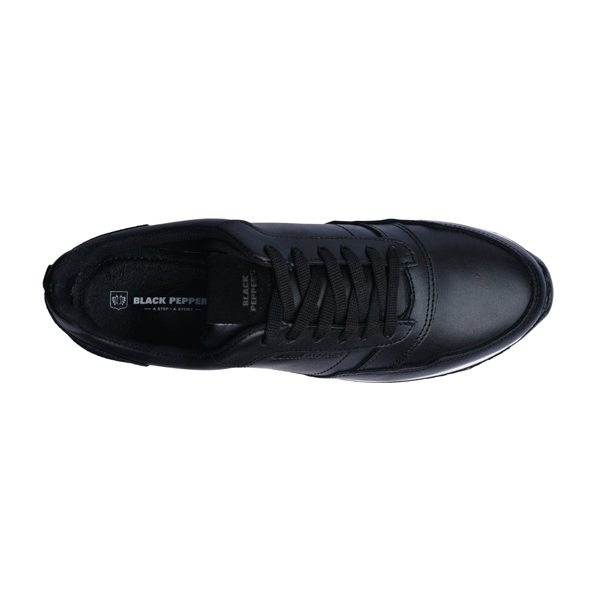 BLACK PEPPERS Trainer Leather Sneaker VERONA Black