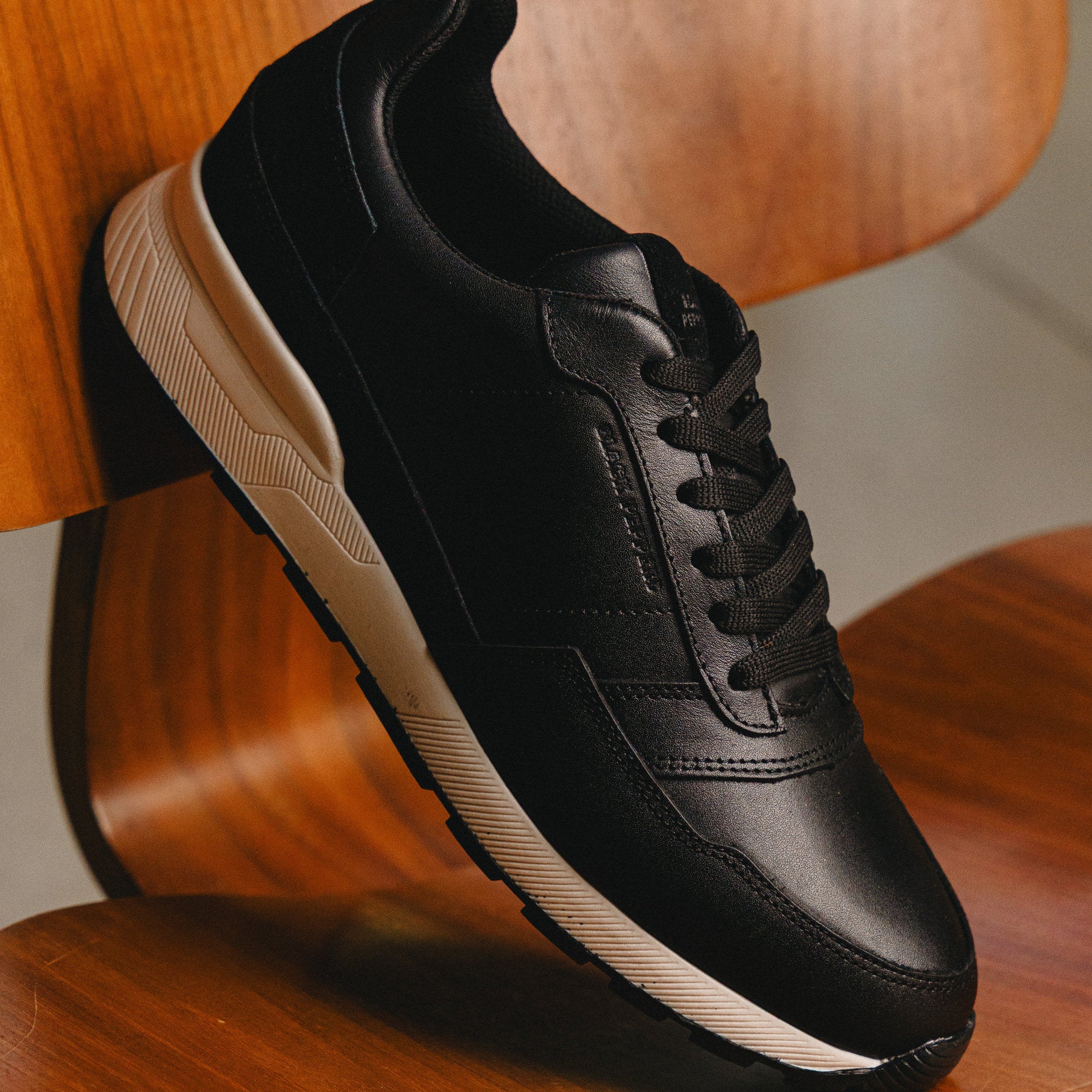 BLACK PEPPERS Trainer Leather Sneaker VERONA Black