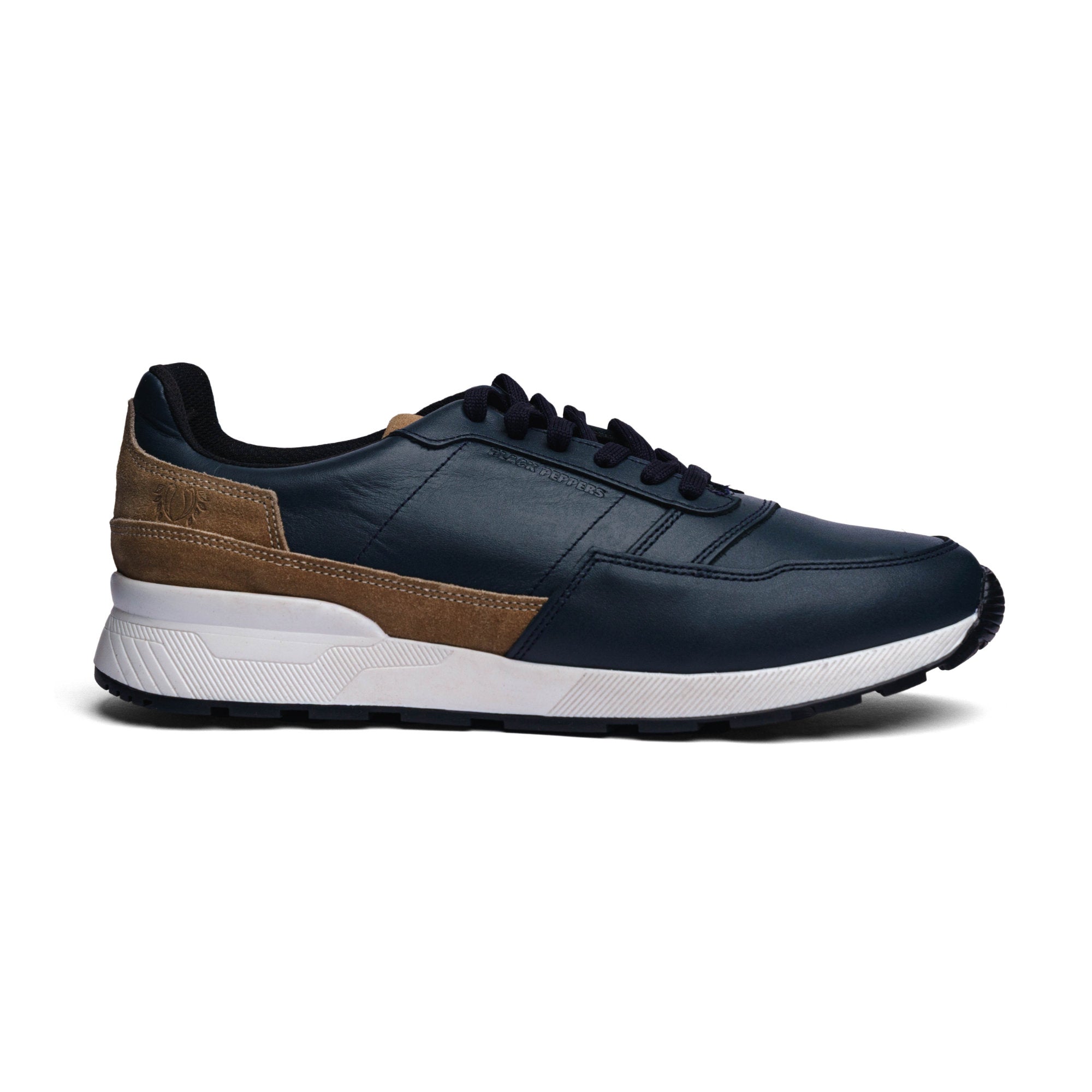 BLACK PEPPERS Trainer Leather Sneaker VERONA NAVY
