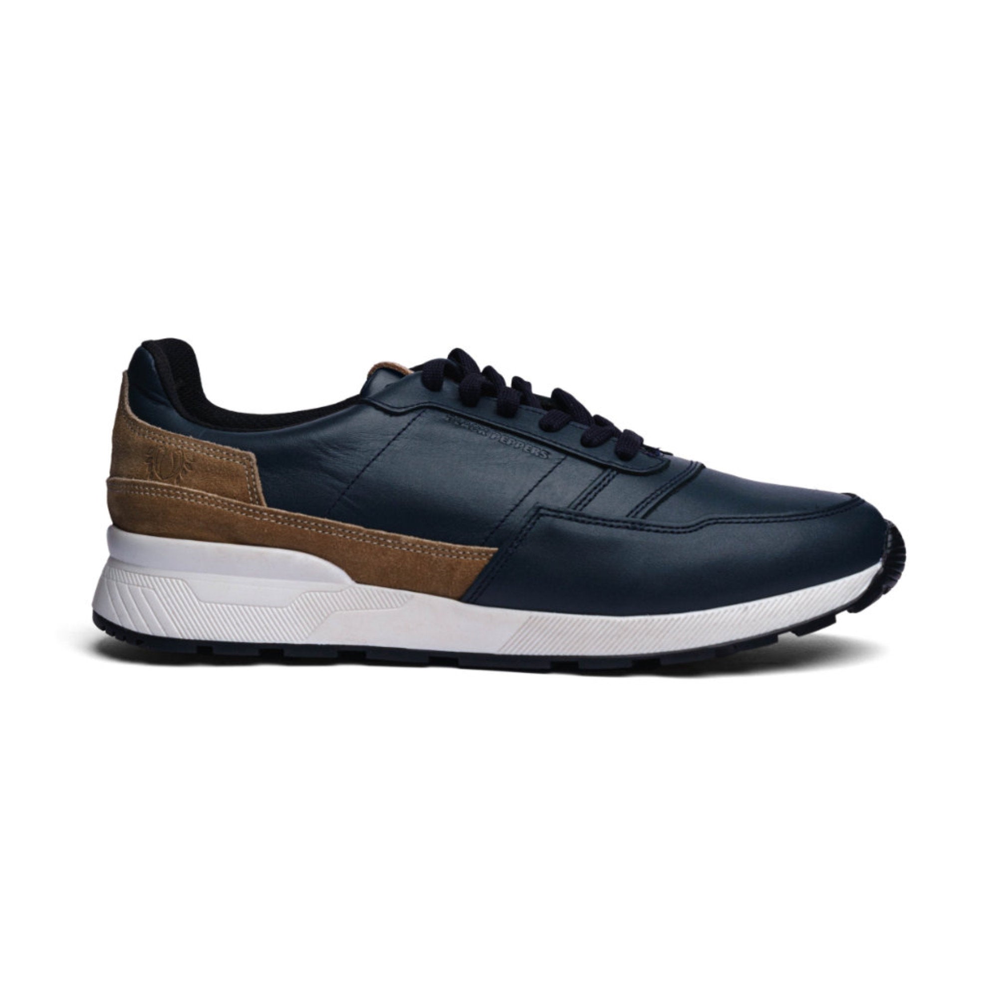 BLACK PEPPERS Trainer Leather Sneaker VERONA NAVY